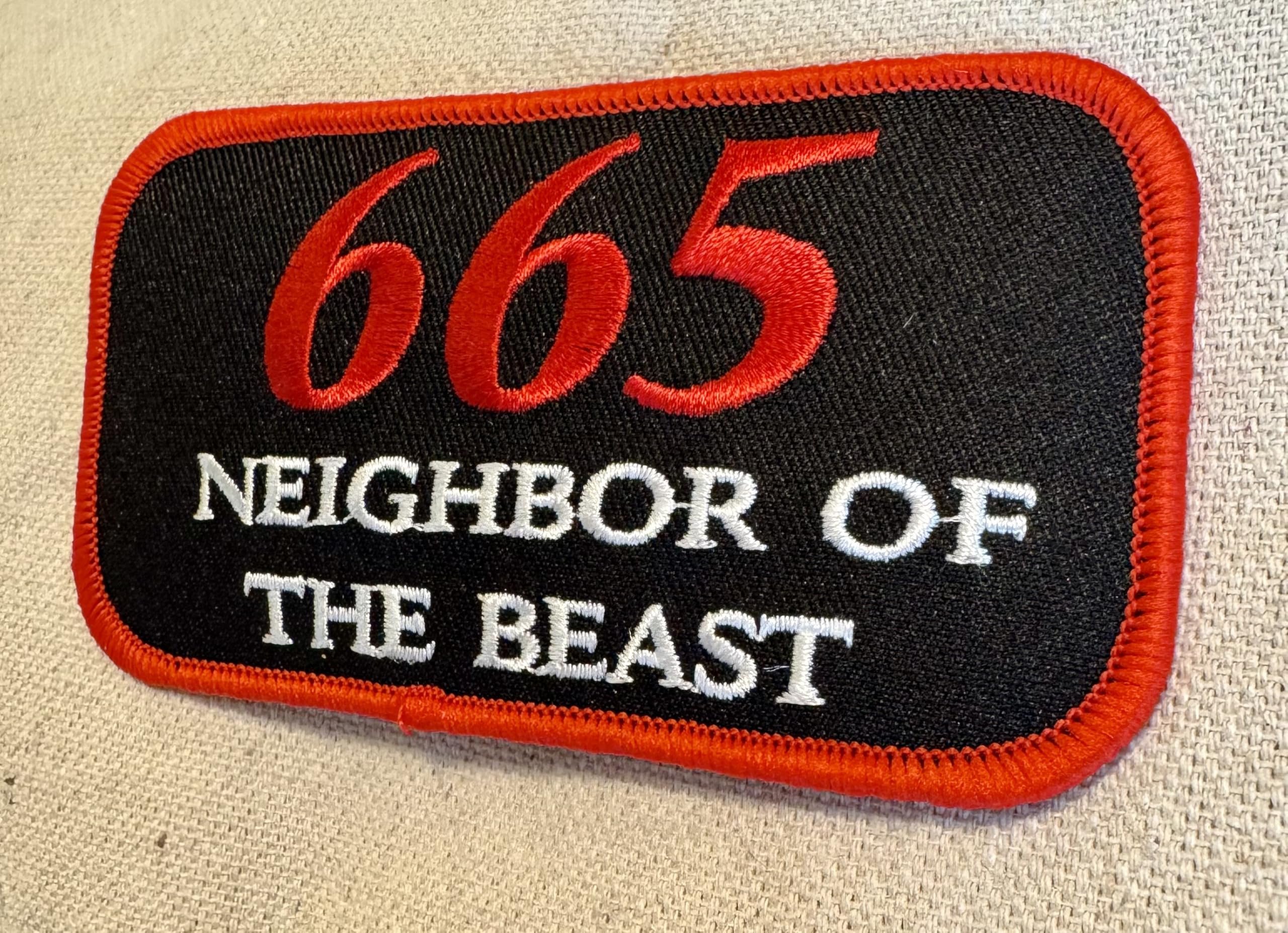 665 Neighbor of The Beast Biker Patch - Iron-On Embroidered Motorcycle Club Badge - 666 Devil Design - Perfect for Biker Jackets, Vests & DIY Clothing Customization