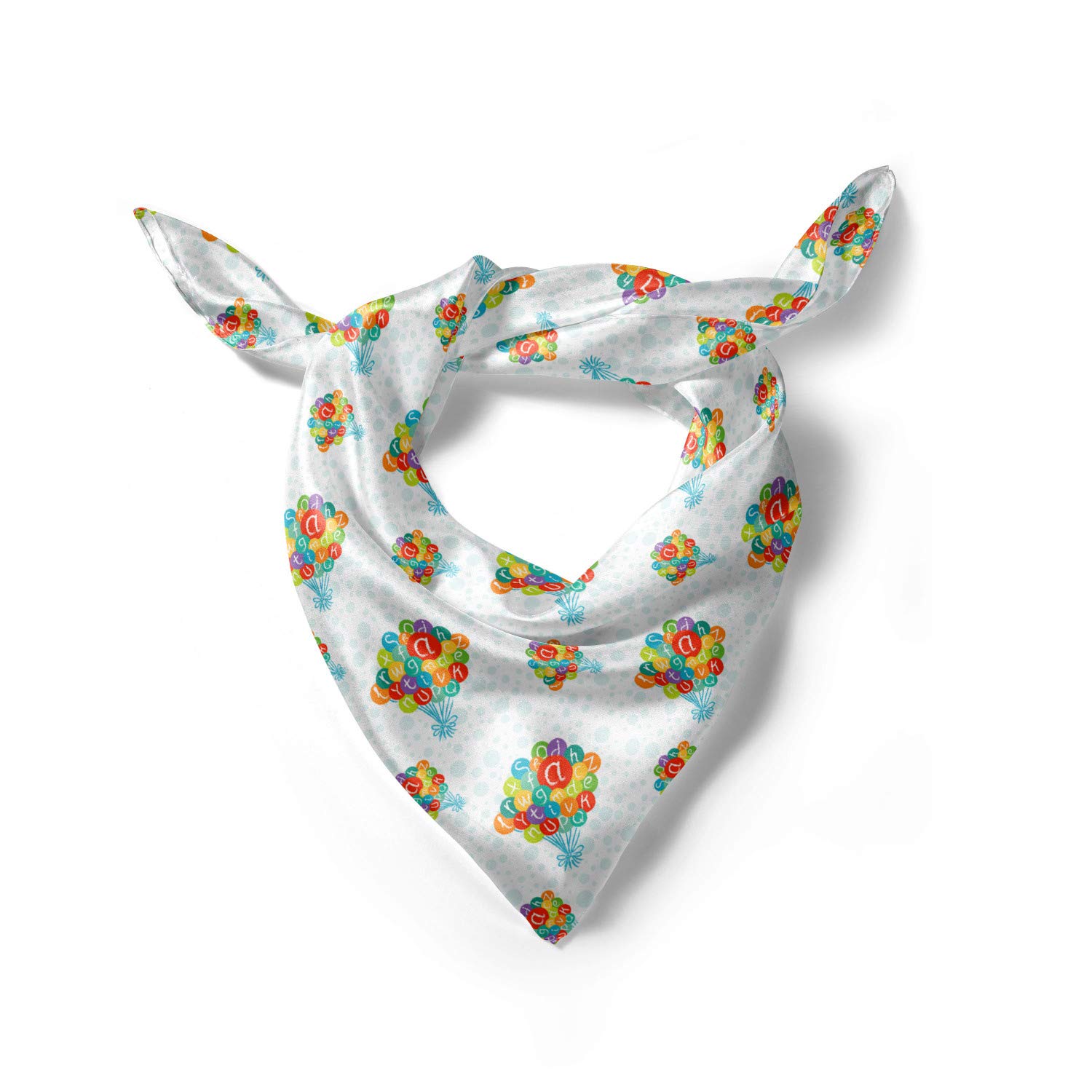 Ambesonne Alphabet Headscarf - Balloon Print Hijab Scarf for Women, Fashionable Head Wrap & Hair Cover - Perfect for Daily Wear, Parties, and Special Occasions