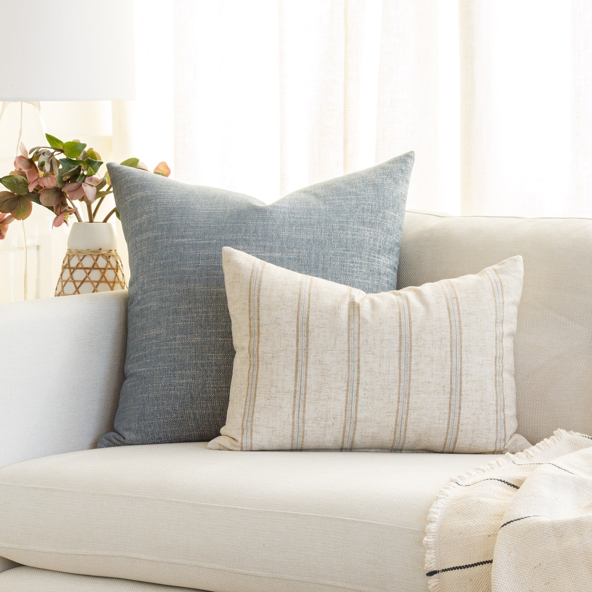 Yarmouth Stripe 14x20 Lumbar Pillow in Sandstone - Perfect for Sofa, Bed & Home Decor
