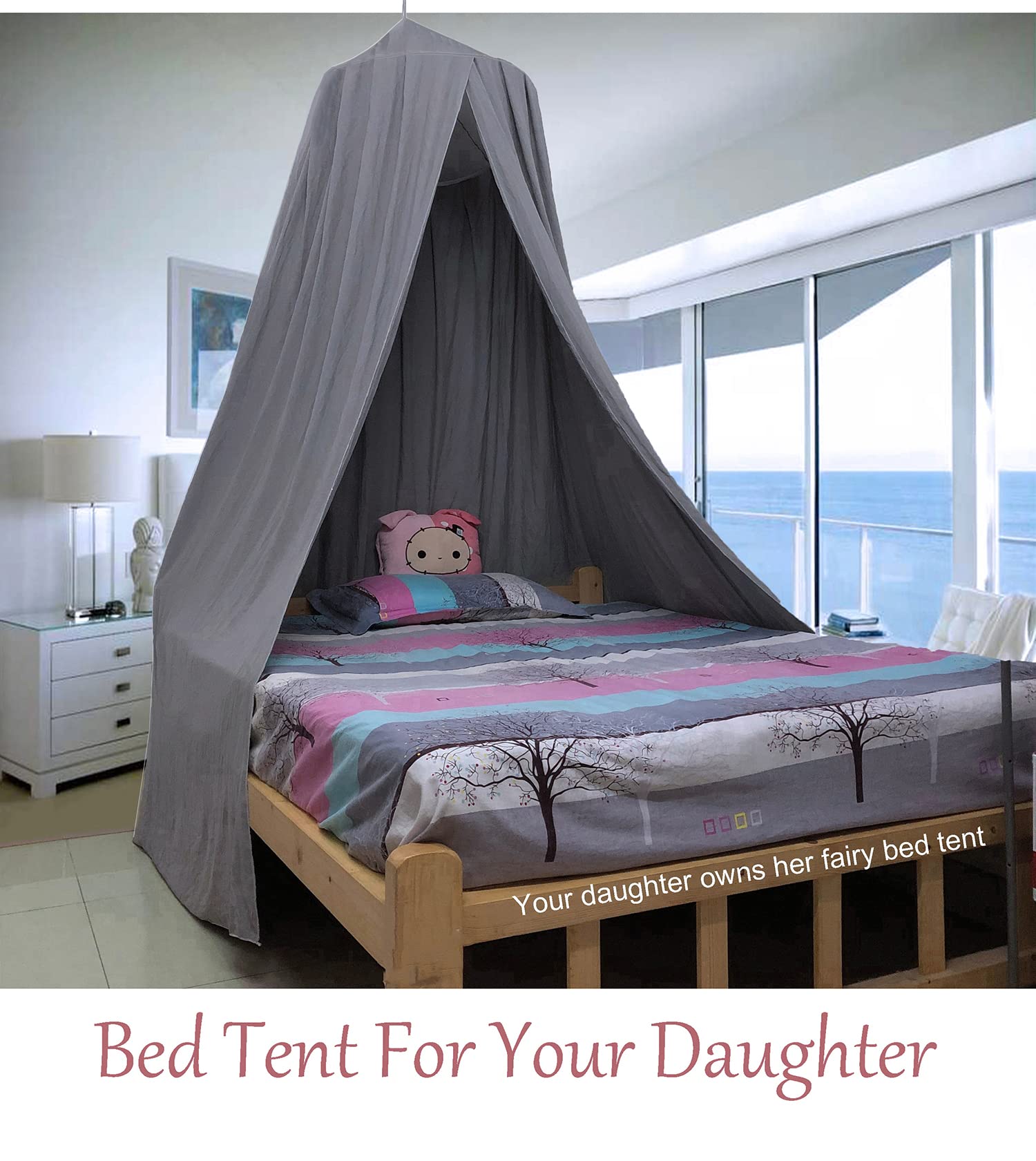 HggTjj Princess Bed Canopy for Girls - Dreamy Mosquito Net with Fairy Lights - Perfect for Kids' Bedroom Decor, Birthday Gifts & Sleepovers