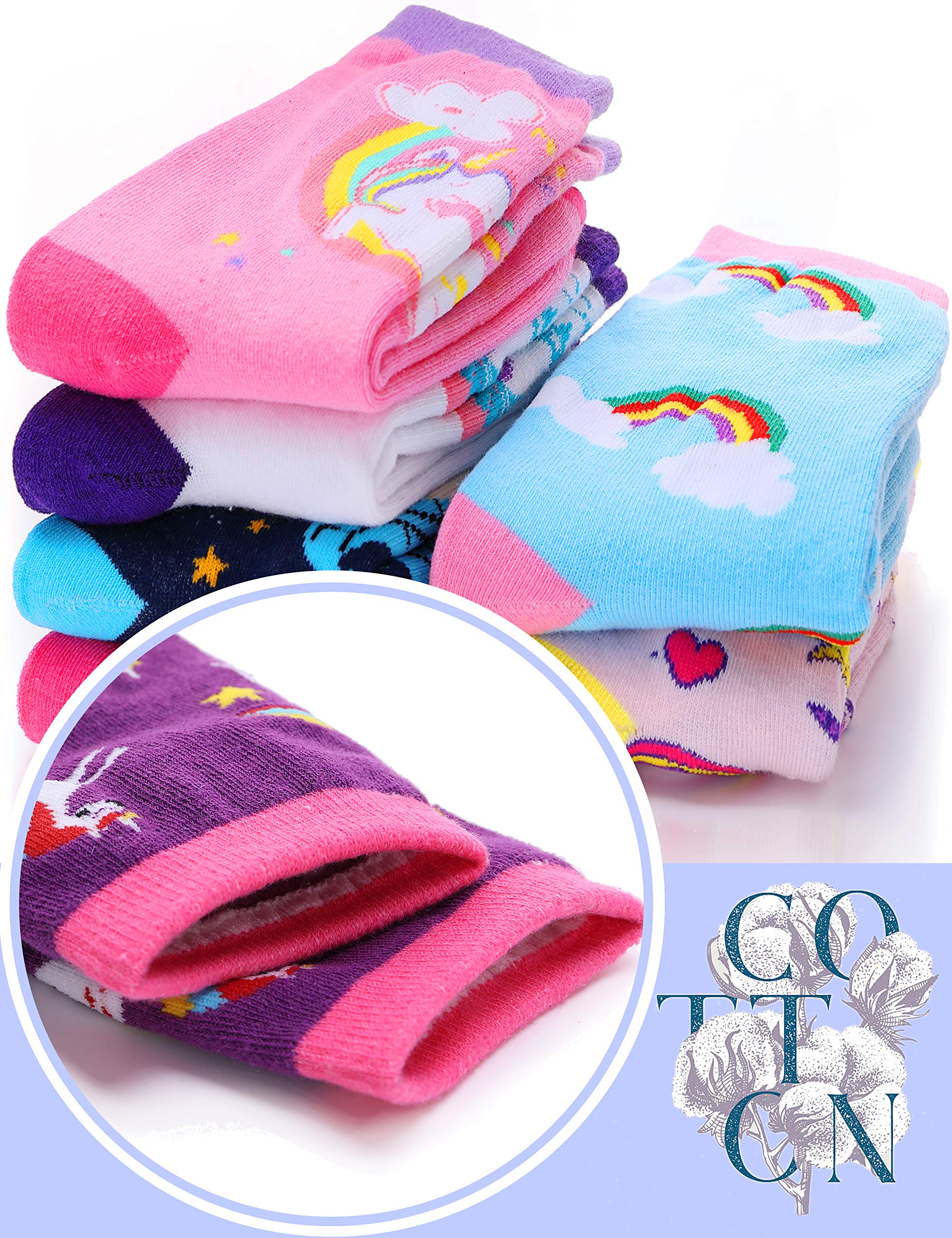 Anlisim Girls Socks 6 Pack - Cute Animal Pattern Cartoon Novelty Fashion Socks - Soft Cotton Crew Socks for Kids - Perfect for School, Playdates & Everyday Wear