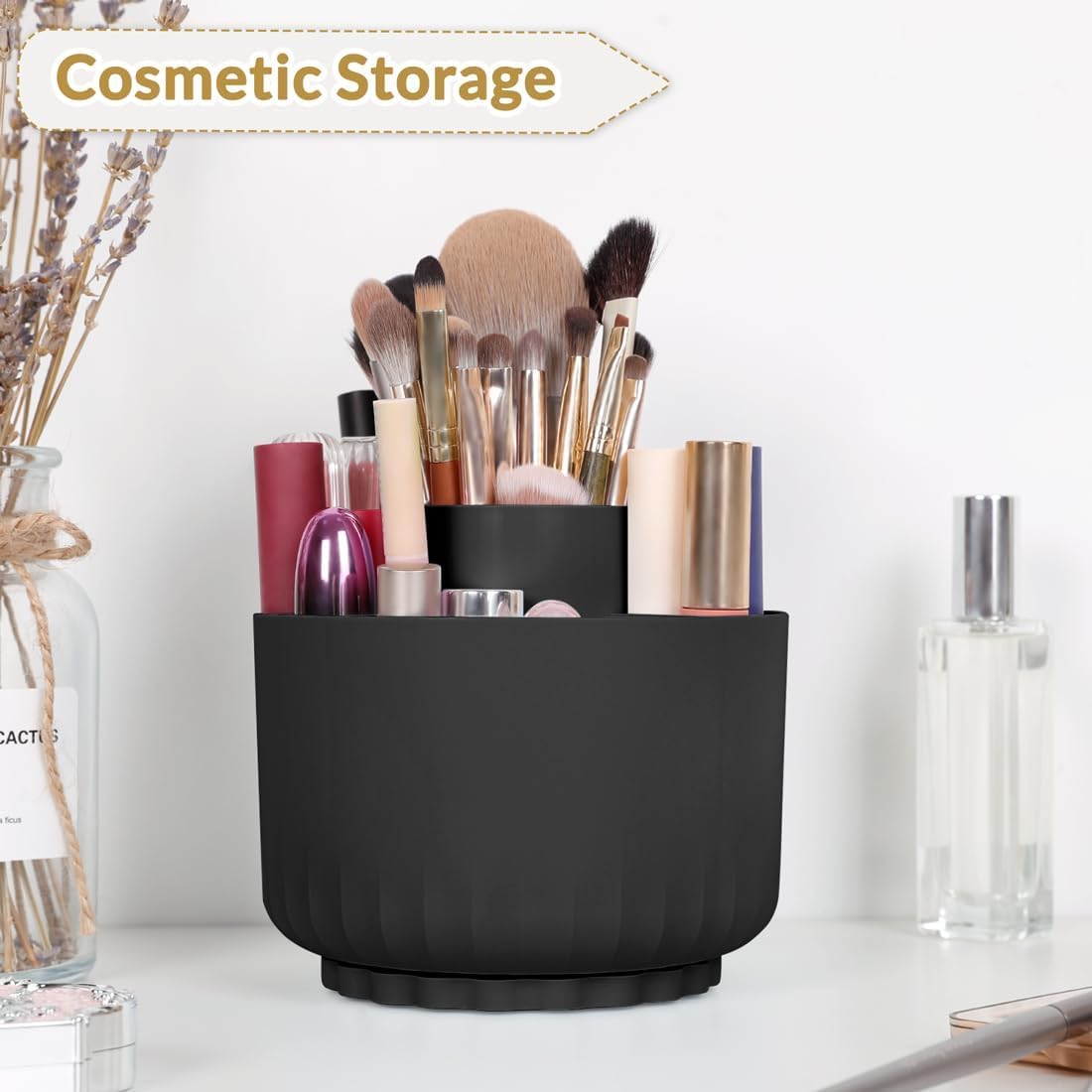 SKYDUE 360 Degree Rotating Pencil Pen Holder - Dual-Purpose Desk Organizer with 5 Slots | Office & School Supplies | Perfect for Desk Organization, Home Office Decor, and Study Room Accessories