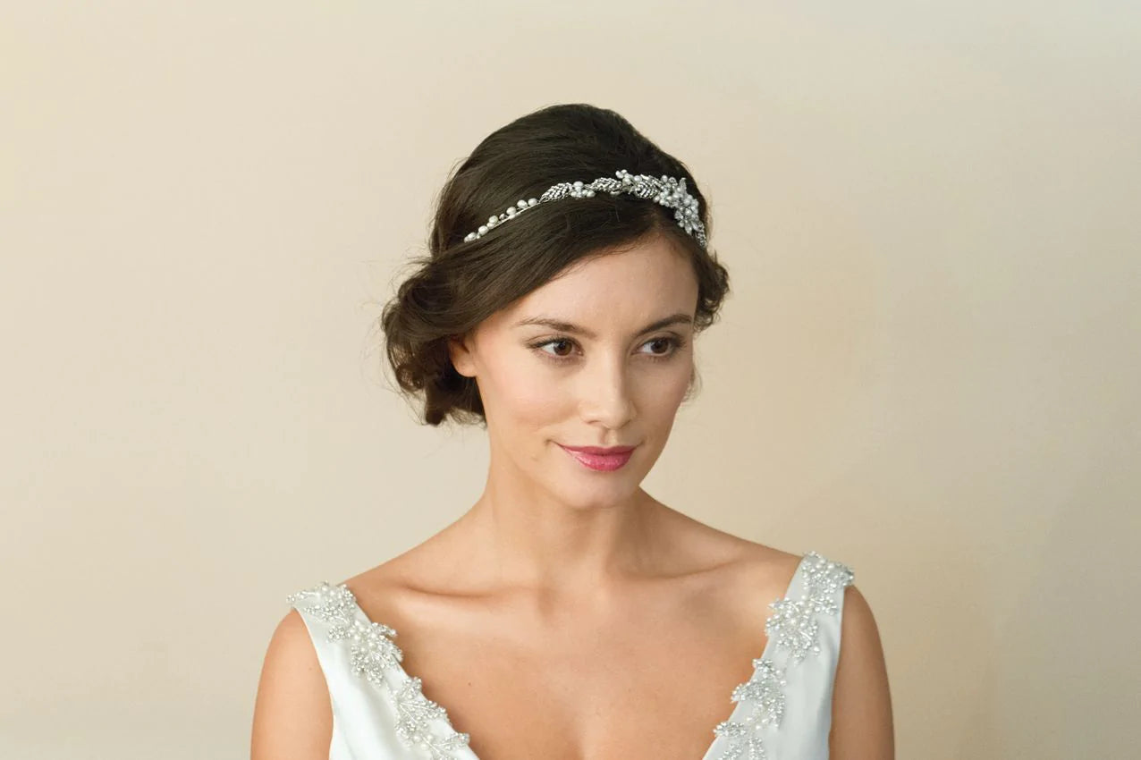 Ivory and Co Silver Crystal Floral Headband for Brides - Elegant Wedding Hair Accessory | Perfect for Bridal Showers, Weddings, and Special Occasions