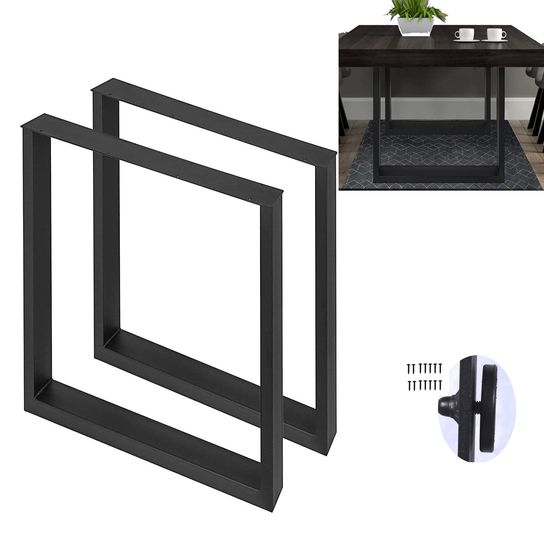 28 Inch Metal Table Legs - Heavy Duty DIY Furniture Legs for Office Desk, Computer Table, Workbench (2 Pack, 28