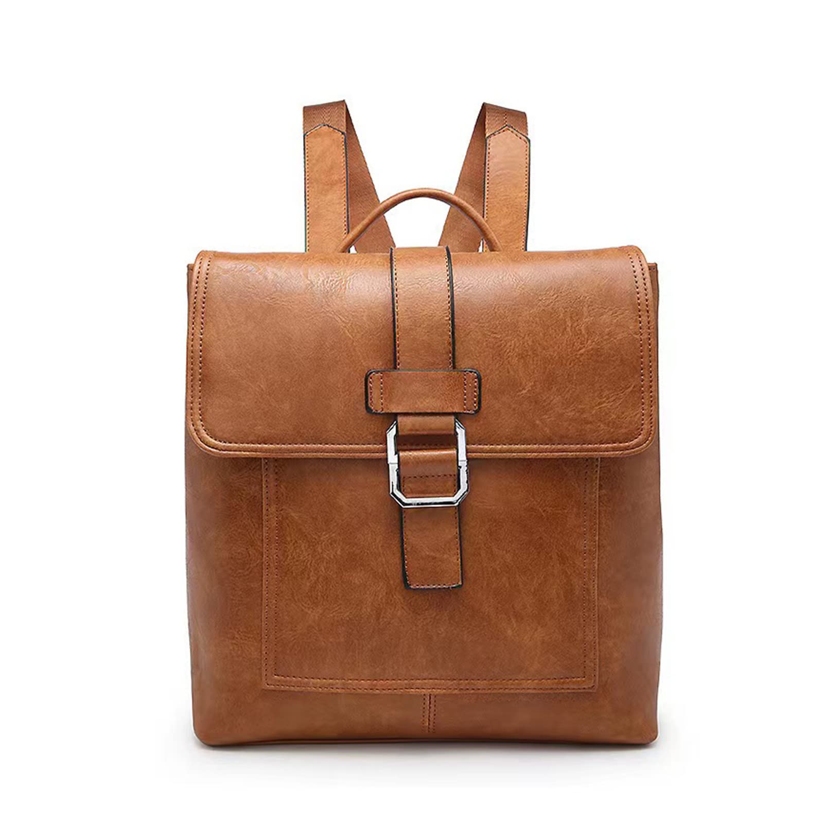 WENICER Women's PU Leather Laptop Backpack - Stylish Work & Travel Bag for Business, College, School | Perfect for Commuting, Office & Daily Use (Brown)