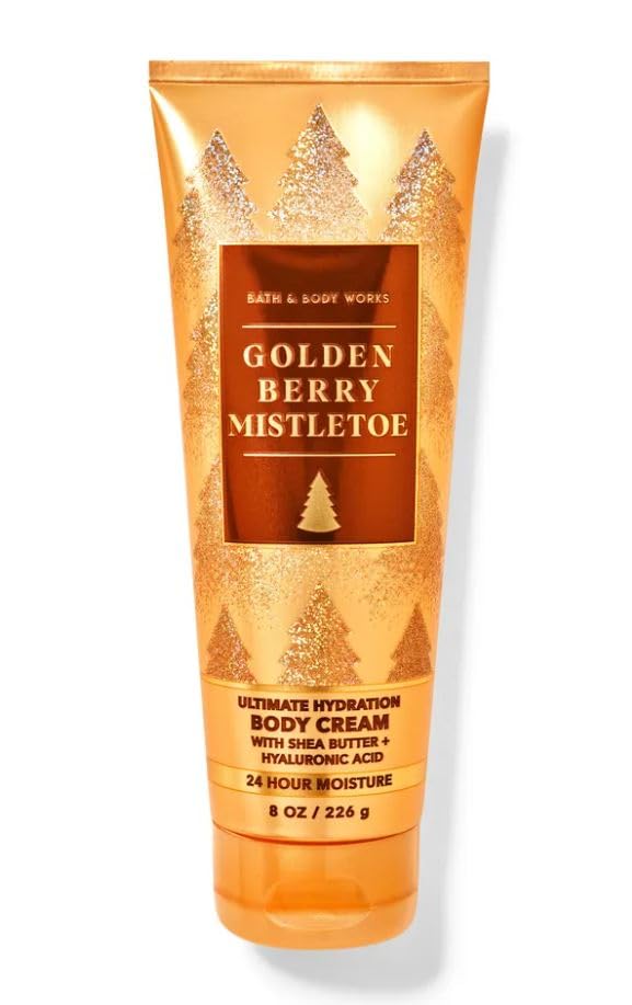 Golden Berry Mistletoe Moisturizing Body Cream - 8 Oz | Hydrating & Nourishing for Dry Skin | Perfect for Winter Skincare & Gift Giving