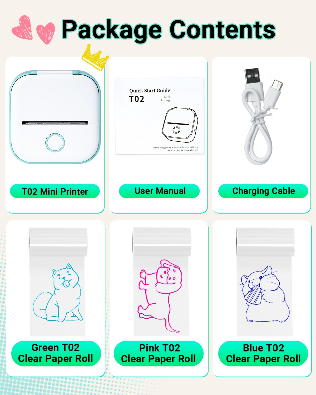 Print Pods Mini Thermal Printer - Portable Inkless Sticker Maker for Study Notes, Graphic Labels, Anatomical Diagrams & Receipts | Compact Phone Labeling Machine for Students, Office & Home Organization (Green)