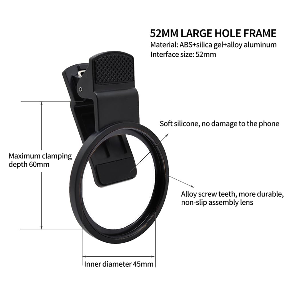 52mm Professional Phone Camera Clip with Macro Lens, CPL & Variable ND Filter - Compatible with All Smartphones - Durable Aluminum Alloy Thread (Includes CPL Filter & Round Hole) - Perfect for Vlogging, Photography & Mobile Filmmaking