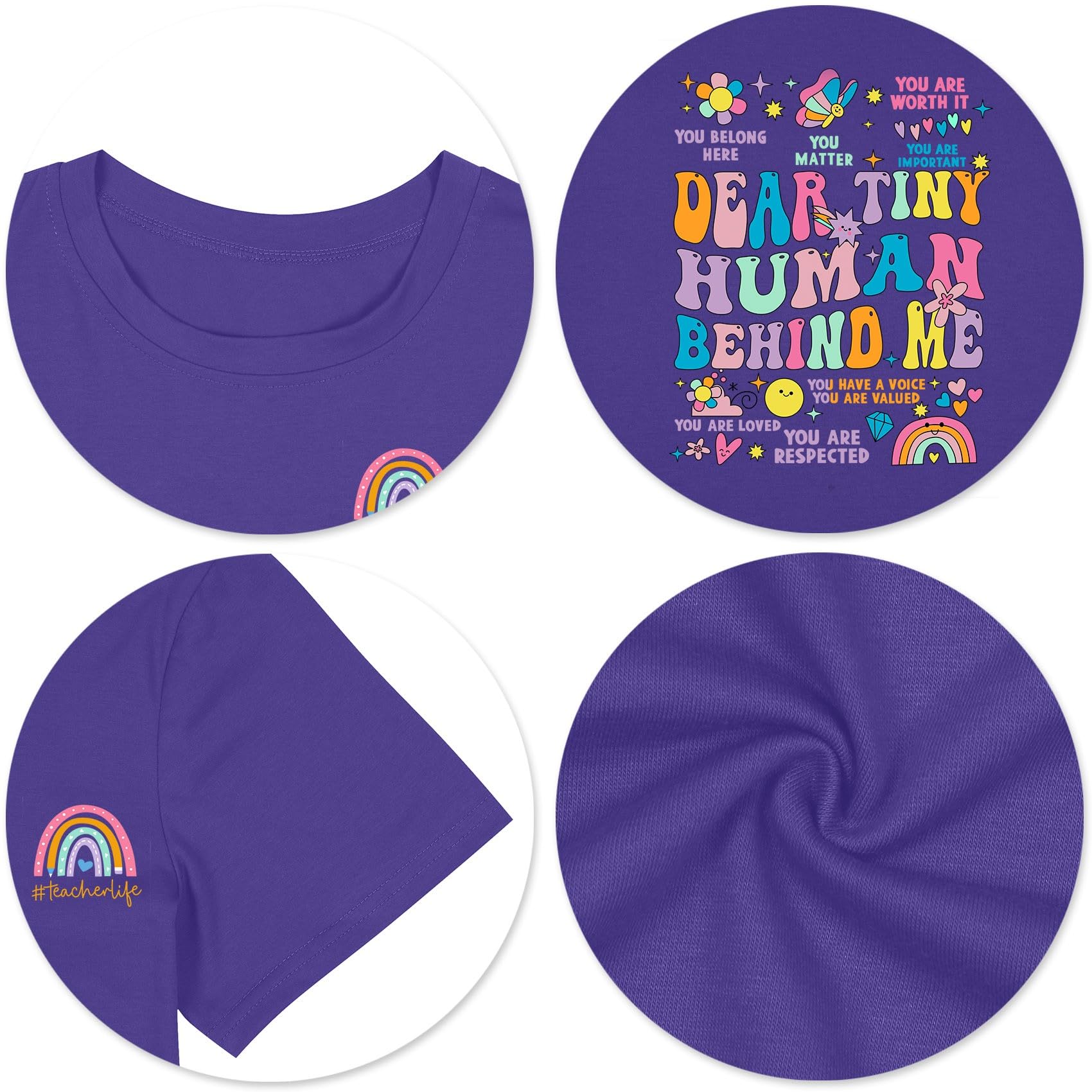 Funny Teacher T-Shirt for Women - Dear Tiny Human Behind Me Letter Print Top | Cute Teaching Tee for Educators, Back to School, Classroom Gifts & Teacher Appreciation