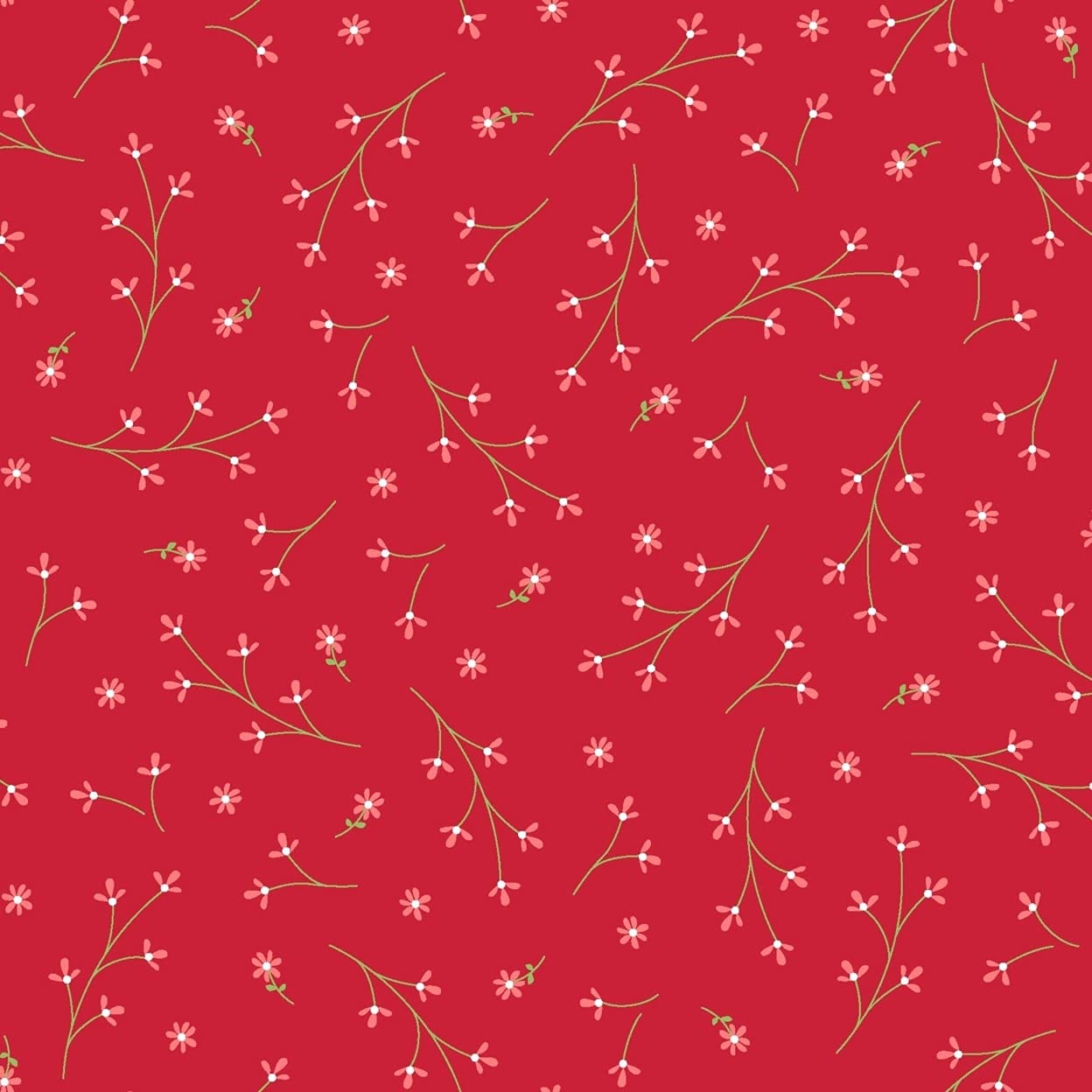 Maywood Studio Red White and Bloom Mini Flowers Red Cotton Fabric by Kimberbell - Perfect for Quilting, DIY Crafts, and Home Decor Projects