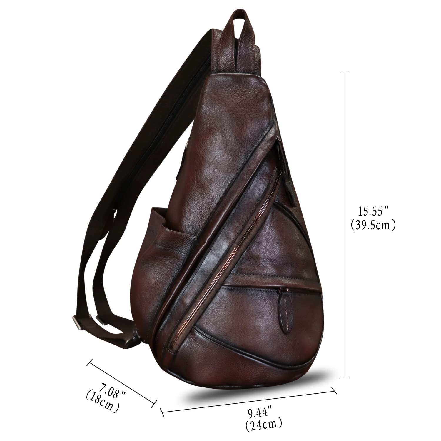 Premium Genuine Leather Sling Bag for Men & Women - Crossbody Shoulder Fanny Pack Backpack - Perfect for Travel, Hiking, Work & Daily Use