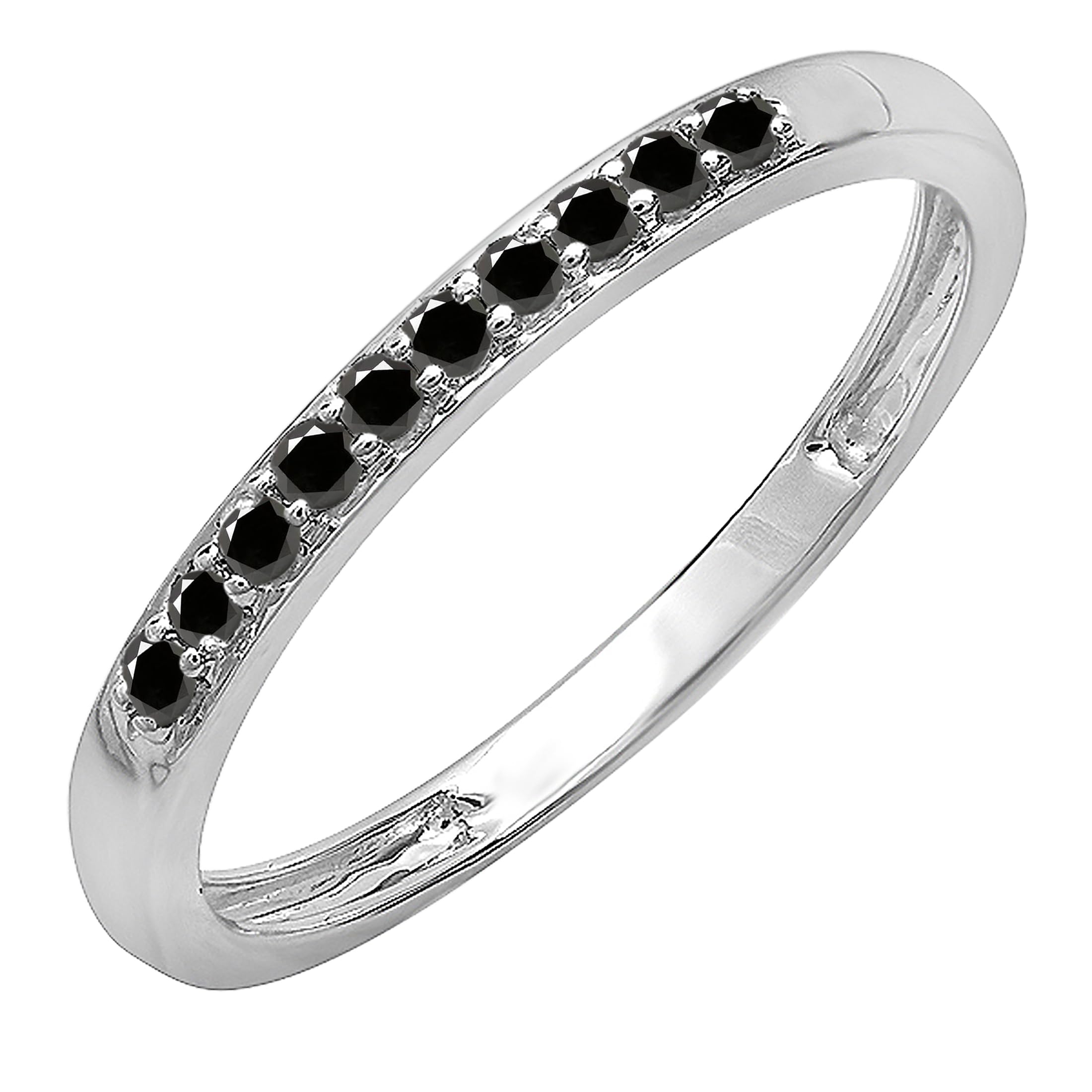 0.15 Cttw Black Diamond Stackable Ring for Women - 18K Solid White Gold Minimalist Wedding Band, Anniversary Gift, Everyday Jewelry | Dazzlingrock Collection