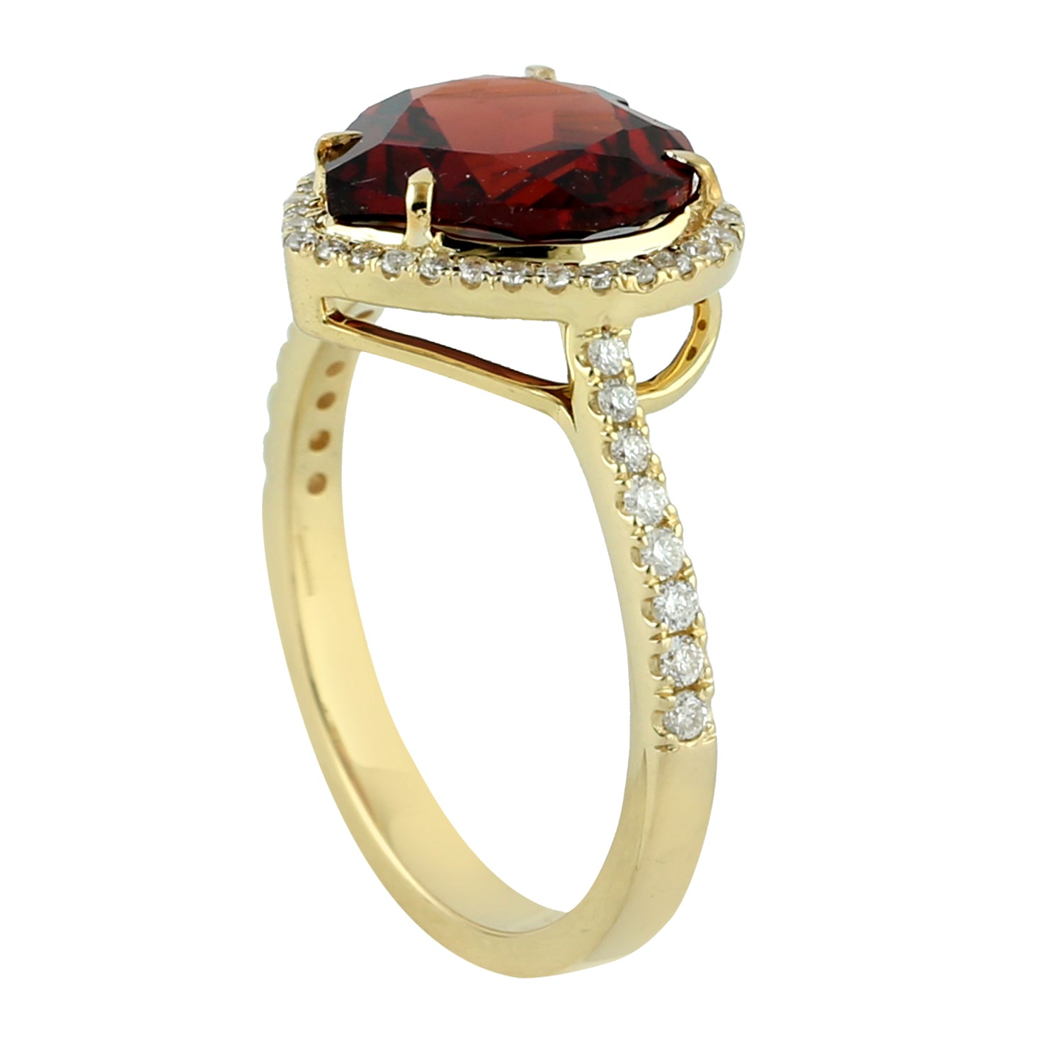 14K Yellow Gold Garnet January Birthstone Heart Ring with Pave Diamonds – Perfect for Birthdays, Anniversaries & Valentine's Day Gifts