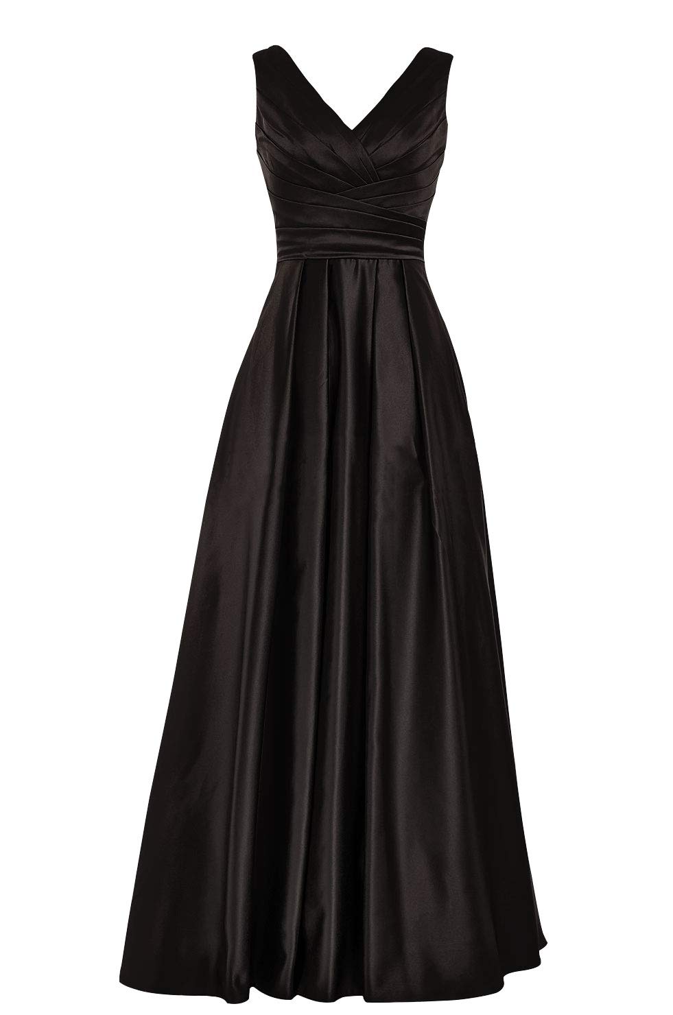 JAEDEN Long V-Neck A-Line Satin Bridesmaid Dresses | Open Back Prom & Evening Gowns for Weddings, Parties & Formal Events
