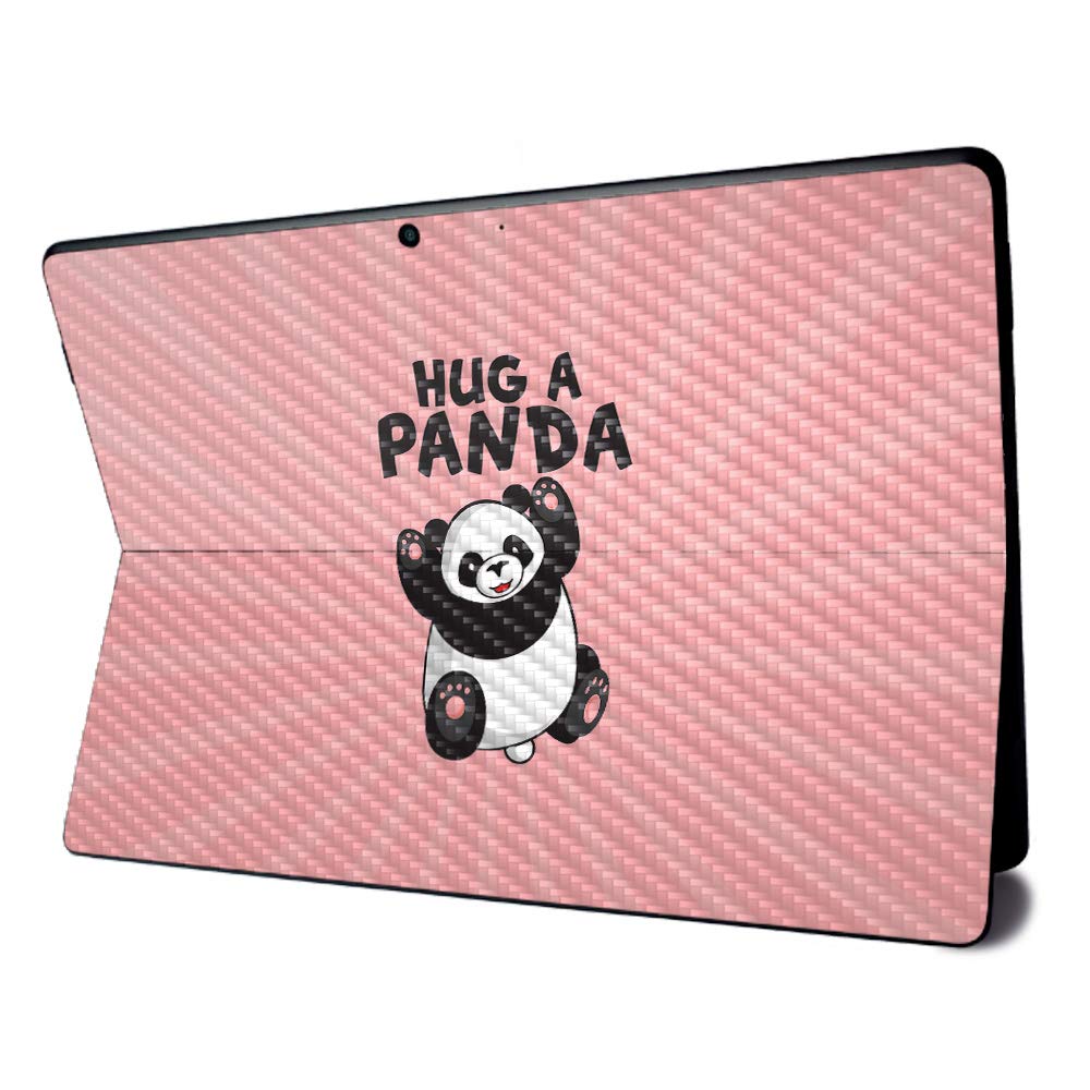 MightySkins Carbon Fiber Skin Cover for Microsoft Surface Pro X - Hug A Panda Design | Textured Protective Vinyl Wrap | Easy to Install & Remove | Made in USA | Perfect for Work, Travel & School Use