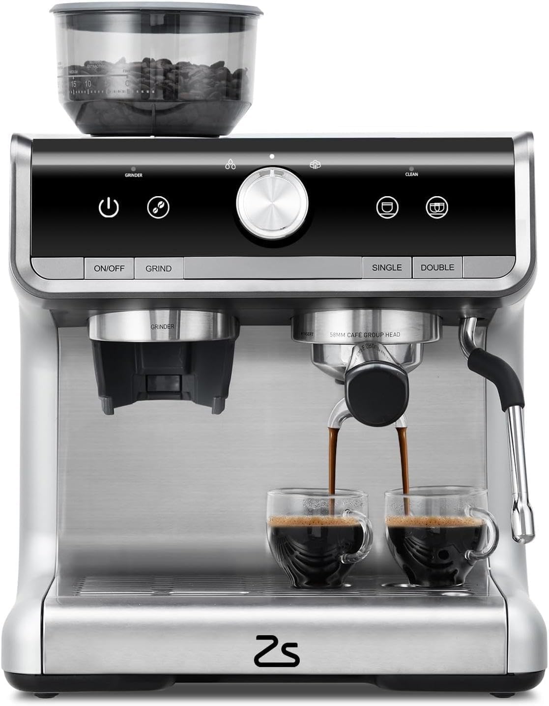 Premium 20 Bar Espresso Machine with Built-in Grinder & Milk Frother - 95oz Removable Water Tank for Home Barista - Stainless Steel Coffee Maker for Lattes, Cappuccinos & Americanos - Perfect for Kitchen, Office & Small Coffee Shops