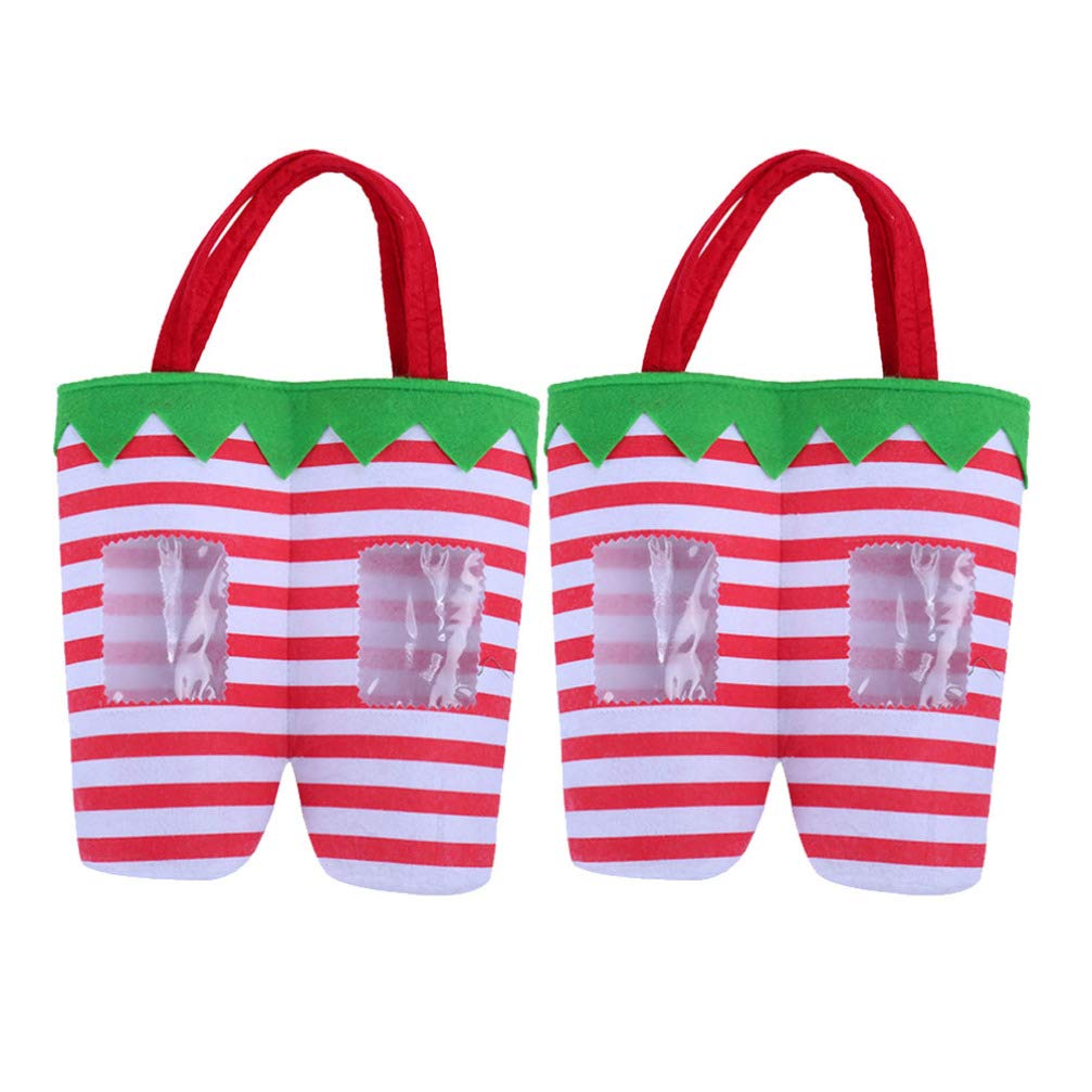 Festive Santa Pants Wine Bottle Bags - 2 Pack Christmas Gift Bags with Elf Design for Holiday Treats, Candy & Decorations | Perfect for Wine Gifts, Party Favors & Christmas Decor