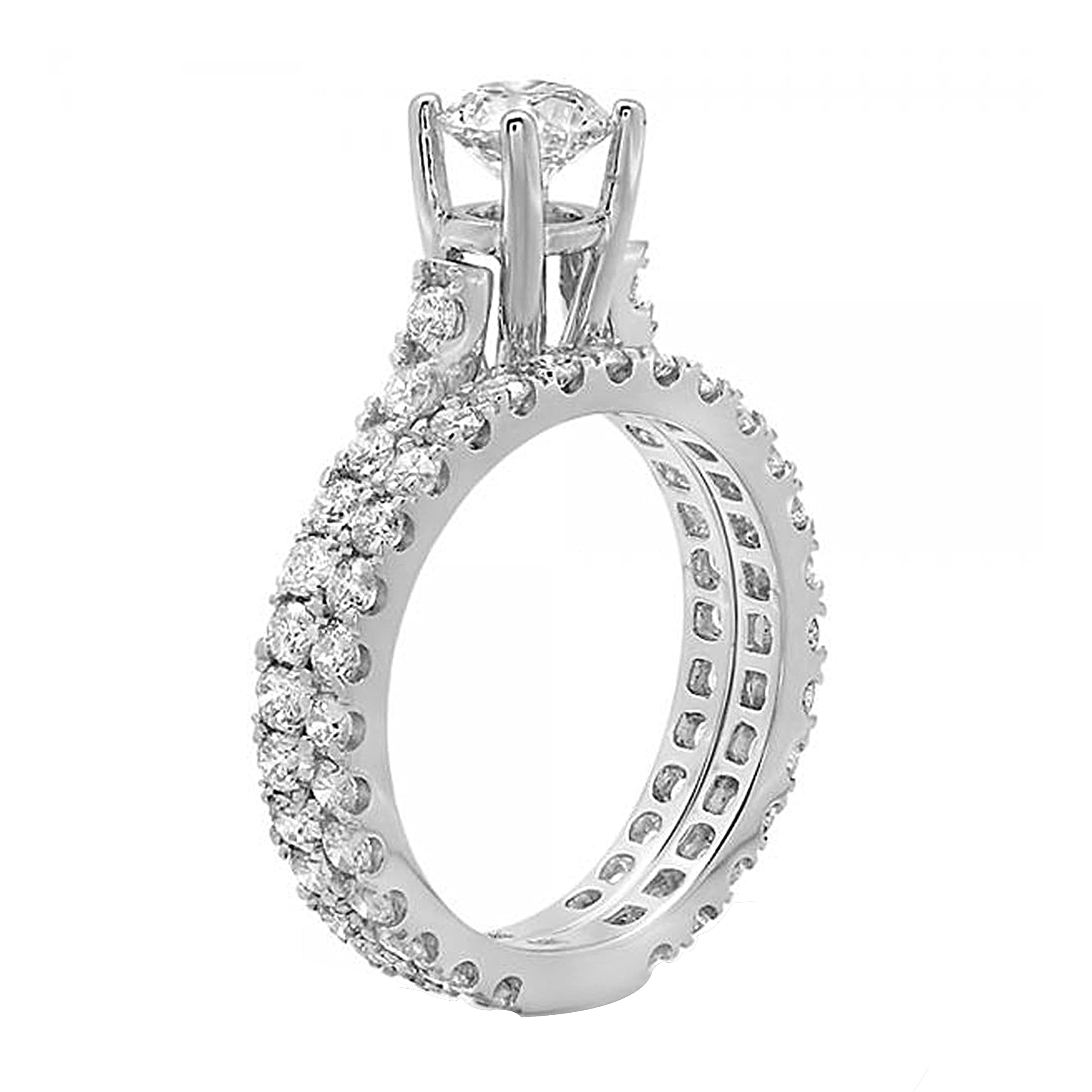 2.40 Carat Round White Diamond Engagement Ring Set in 14K Solid White Gold for Women – Perfect for Proposals, Weddings & Anniversaries