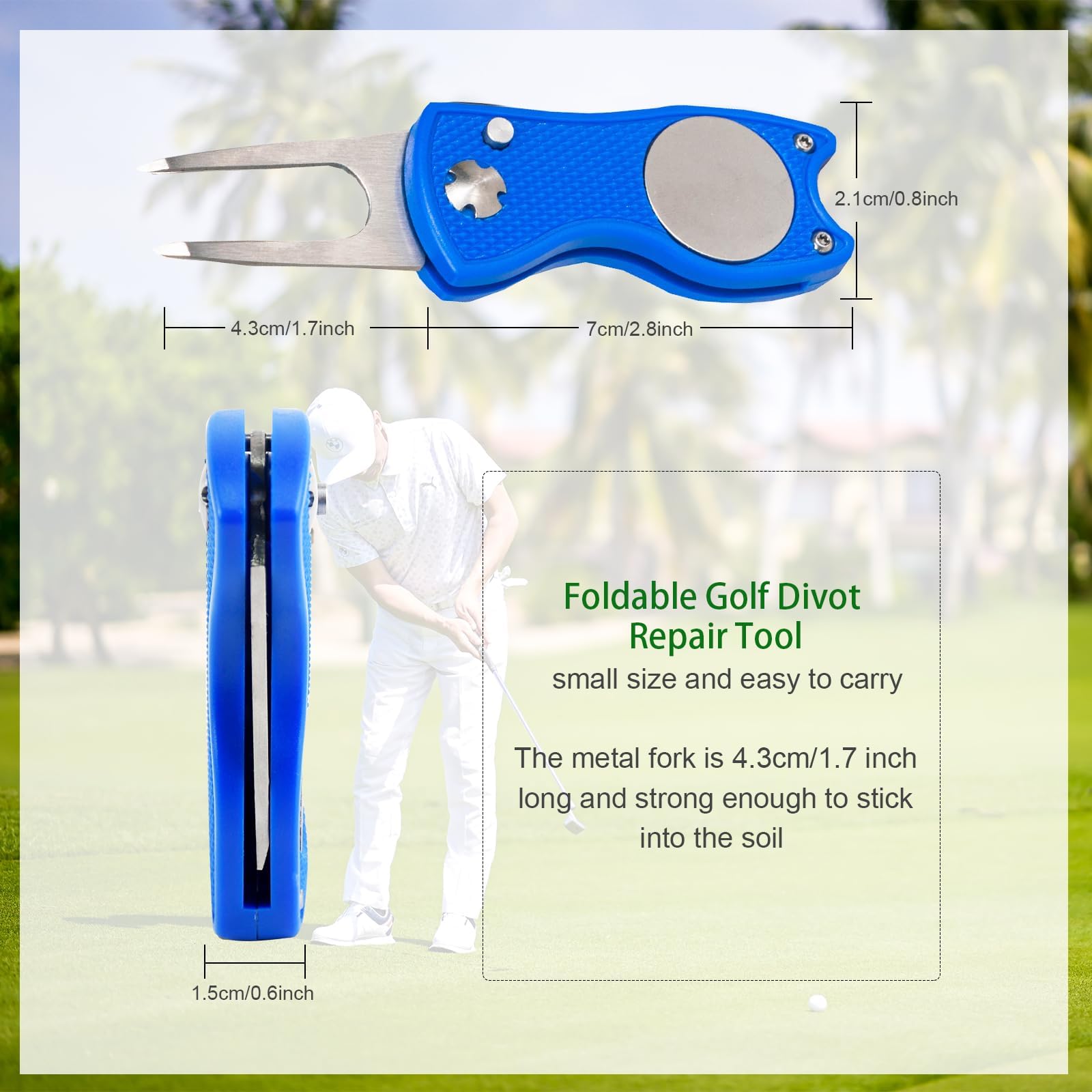 Foldable Golf Divot Repair Tool with Magnetic Ball Marker - Portable Golf Accessories for Course Repair & Practice - Perfect for Golfers, Tournaments & Training Sessions
