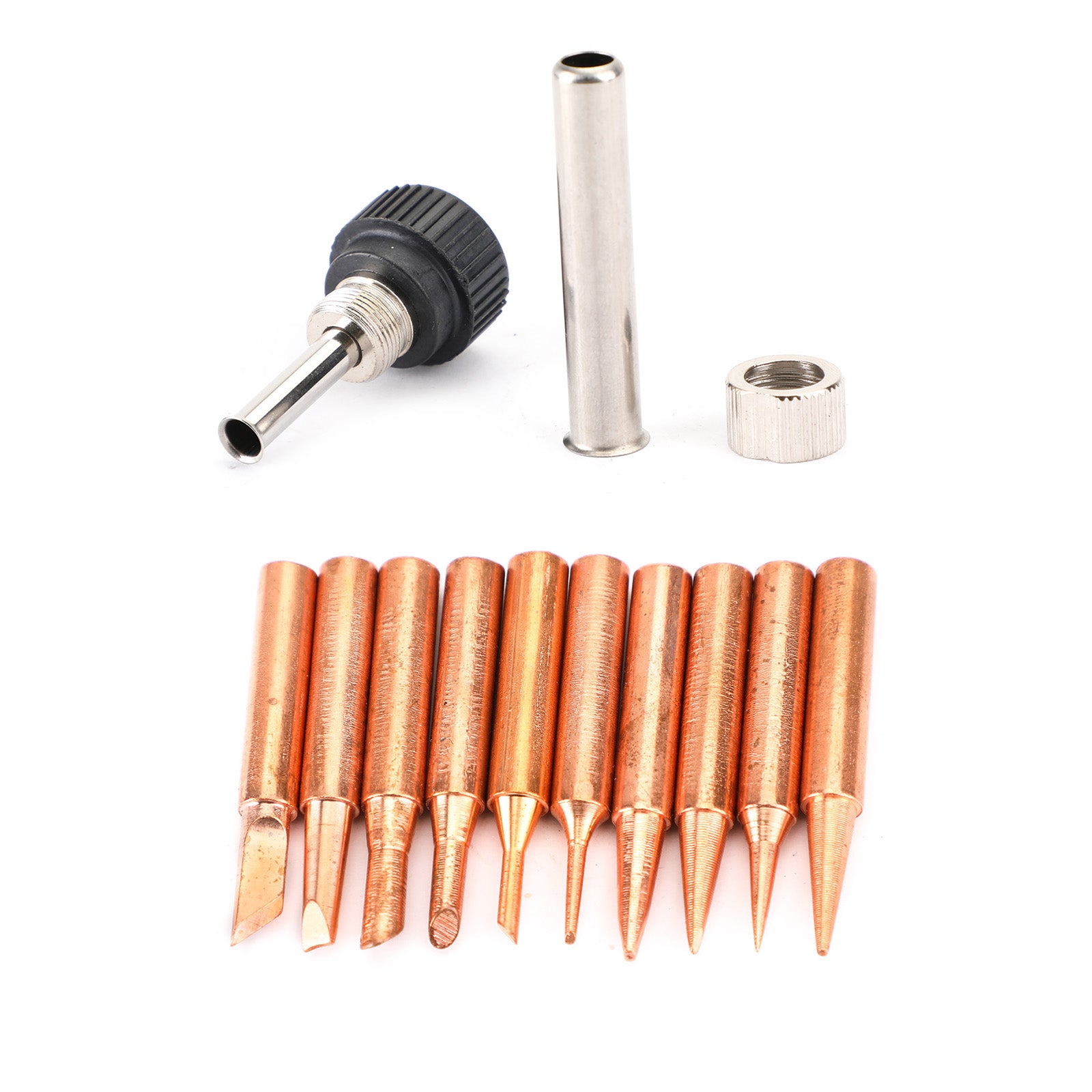 10-Piece 900M High-Performance Soldering Iron Tip Set - Pure Copper Solder Tips with Iron Casing for Electronics Repair, DIY Projects & Jewelry Making
