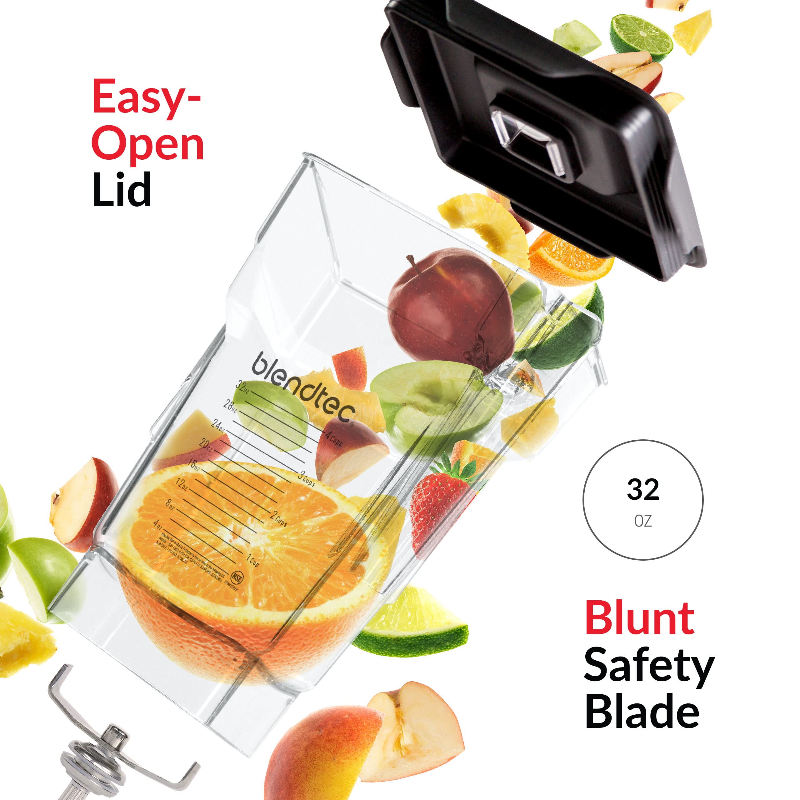 Blendtec 75 oz FourSide Jar - 4-Sided Blender Pitcher Compatible with Most Blendtec Blenders - 32 oz Blending Capacity - Clear BPA-Free Container - Perfect for Smoothies, Soups & Nut Butters