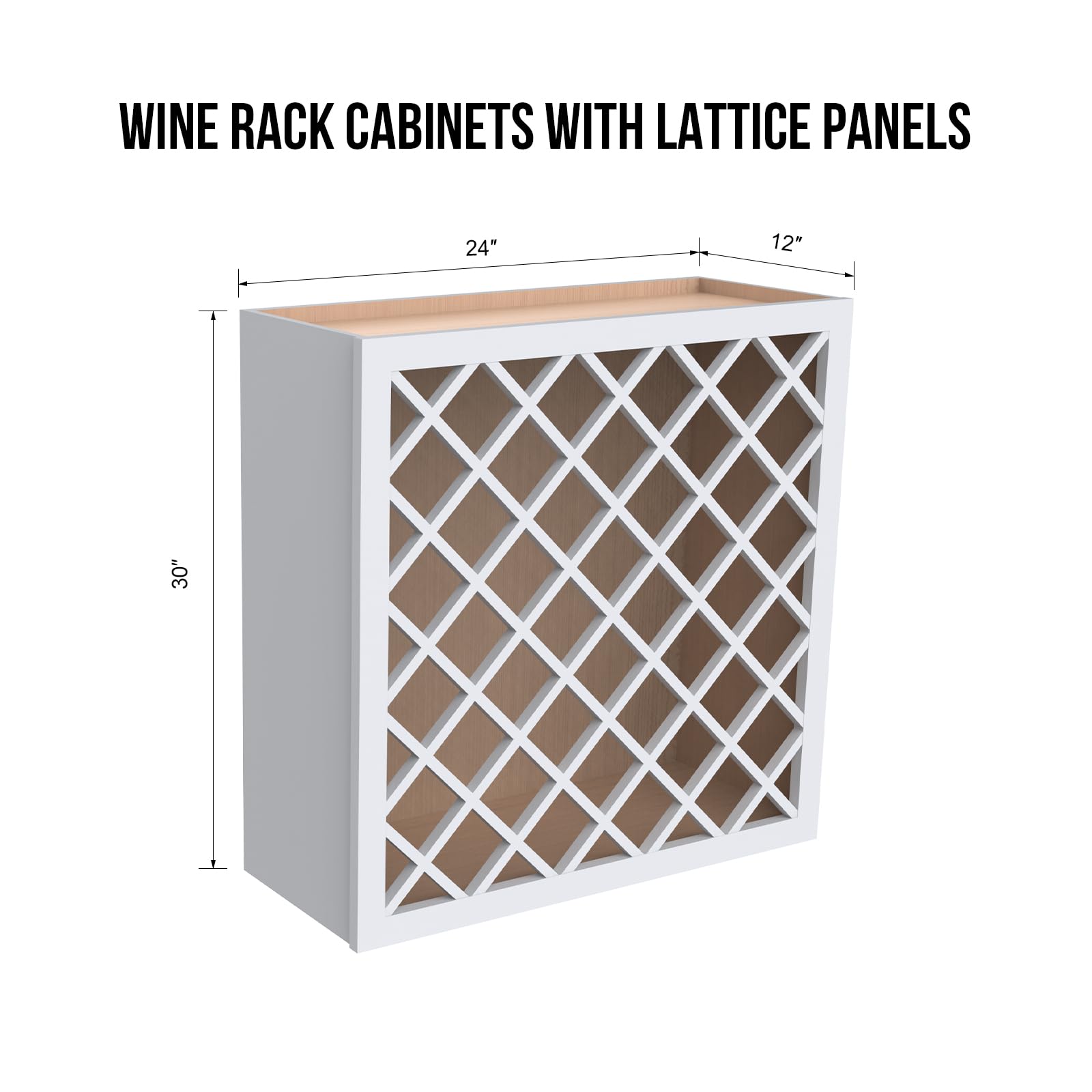 Solid Wood RTA Wine Bottle Rack Wall Cabinet with Lattice Panels - 24