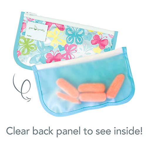 Green Sprouts Reusable Snack Bags 2 Pack - Eco-Friendly Food Storage Bags for Snacks, Utensils & Wipes | BPA-Free, Waterproof & Easy to Clean | Perfect for School Lunches, Picnics & Travel