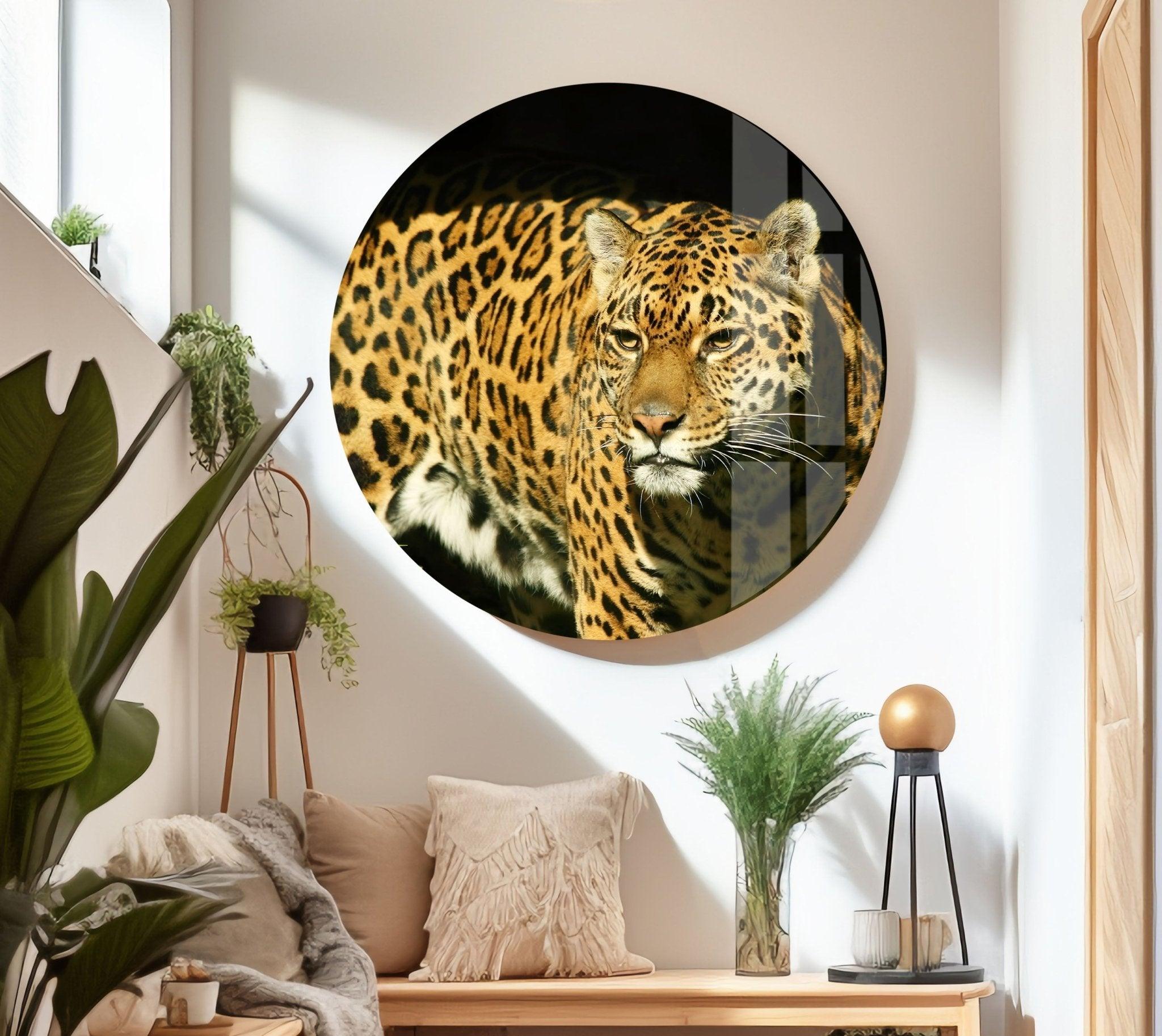 Stunning Amur Leopard Glass Wall Art - Handmade Wildlife Home Decor for Living Room, Bedroom & Office - Unique Animal Print Glass Panel