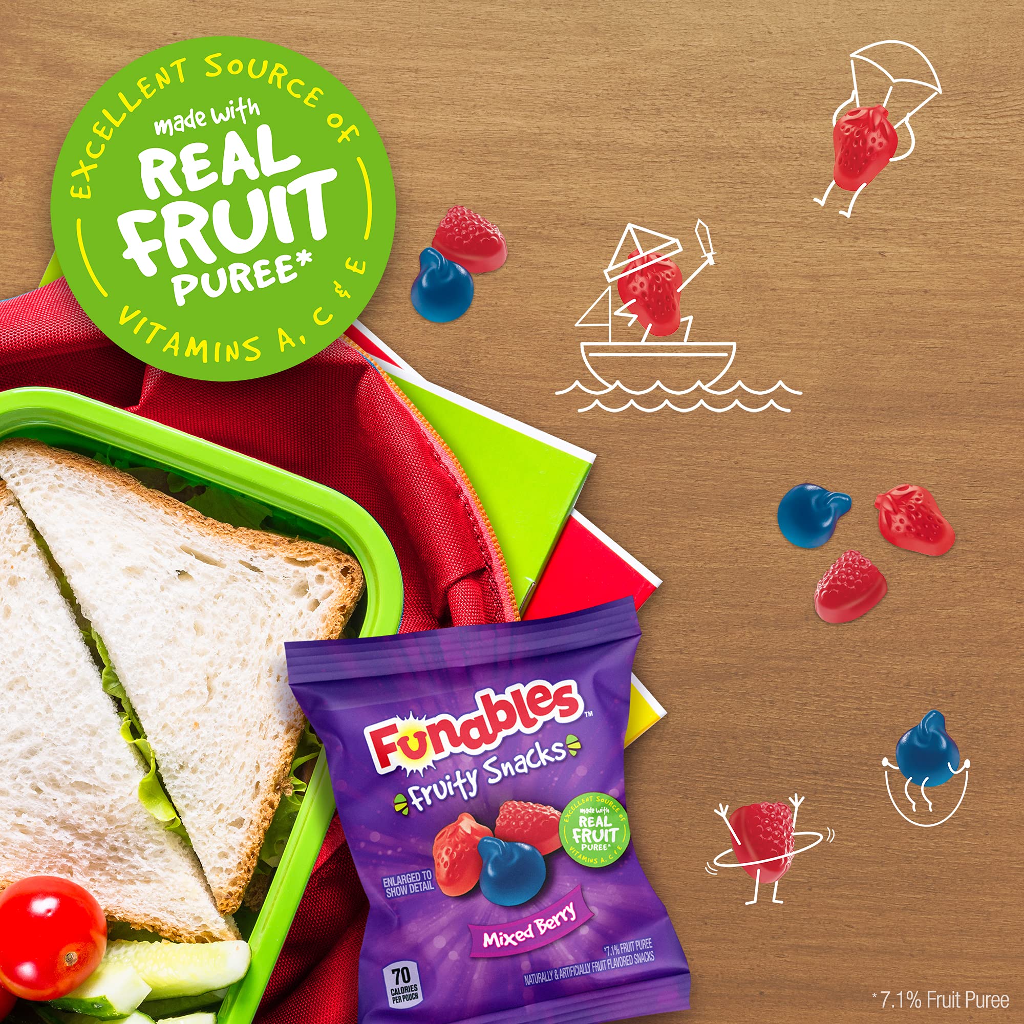 Funables Mixed Berry Fruit Snacks - 0.8oz Pouches (Pack of 10) | Gluten Free Kids Snacks for Lunch Boxes, School, Travel & On-the-Go Healthy Treats