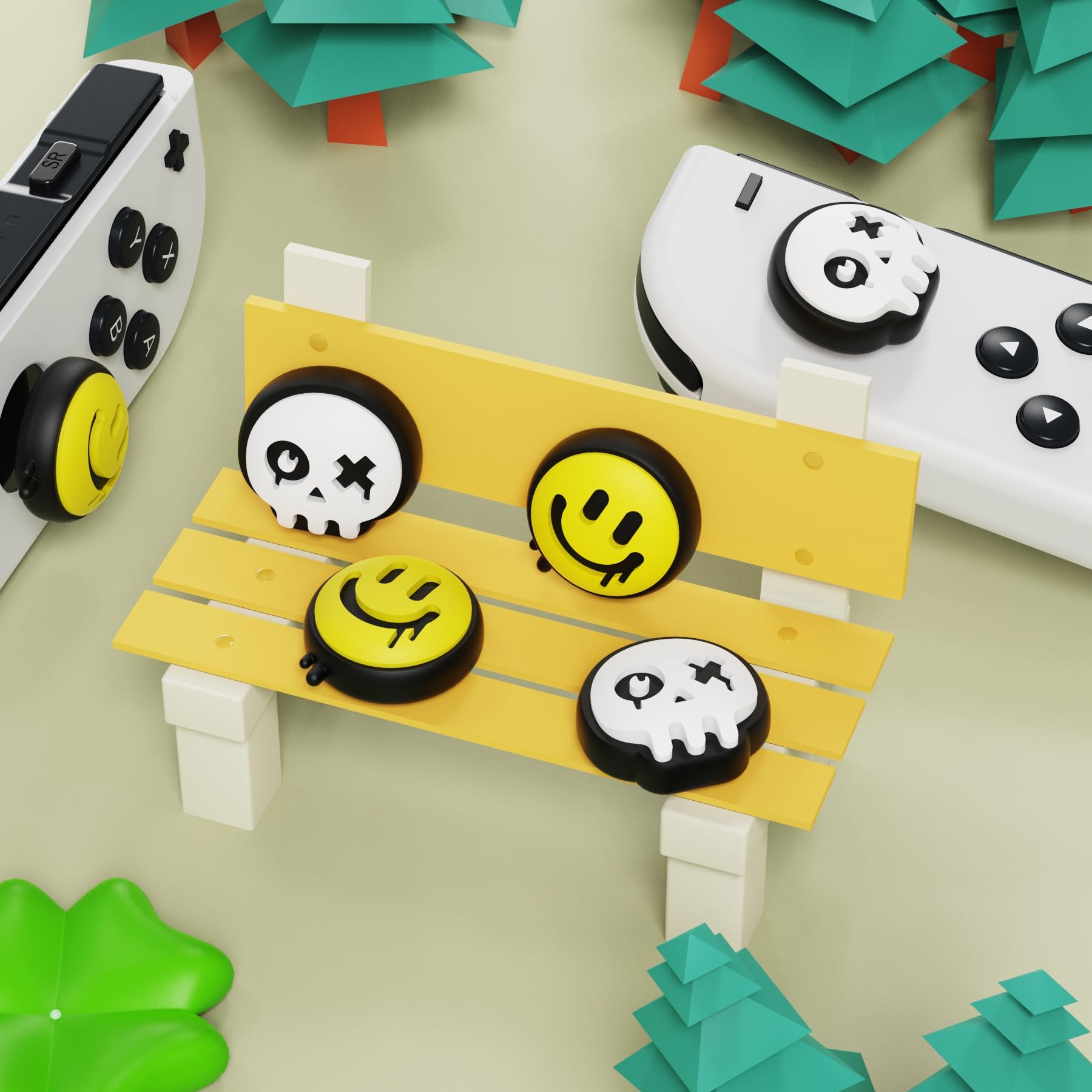 PlayVital Halloween Themed Joystick Caps for Nintendo Switch, Switch Lite & OLED - Happy & Gloomy Style Thumb Grip Covers - Enhance Gaming Comfort for Mario Kart, Animal Crossing & Super Smash Bros