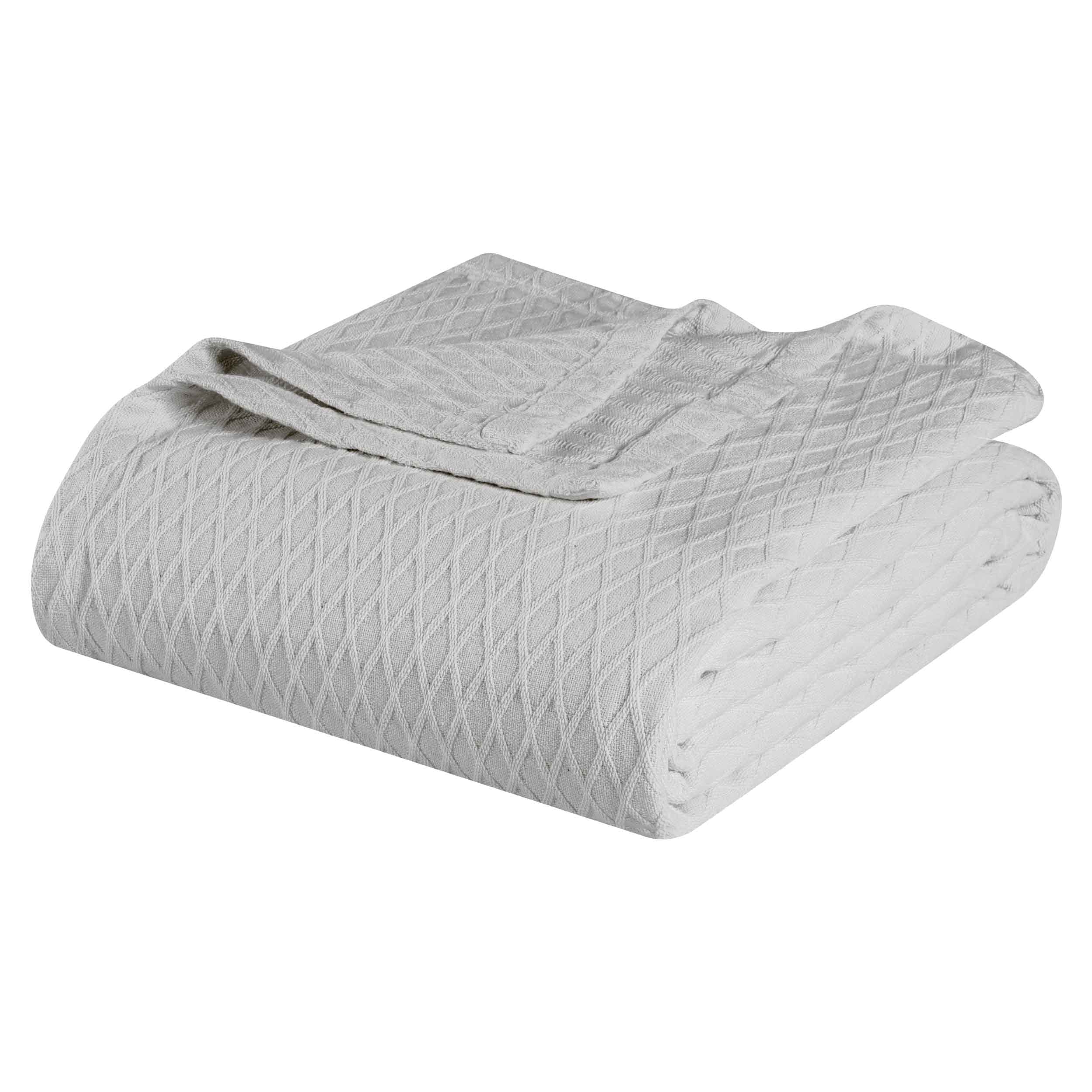 Premium Cotton All-Season Diamond Pattern Bed Blanket & Sofa Throw - Soft Cozy Blanket for Bedroom, Living Room, Travel and Gift Giving