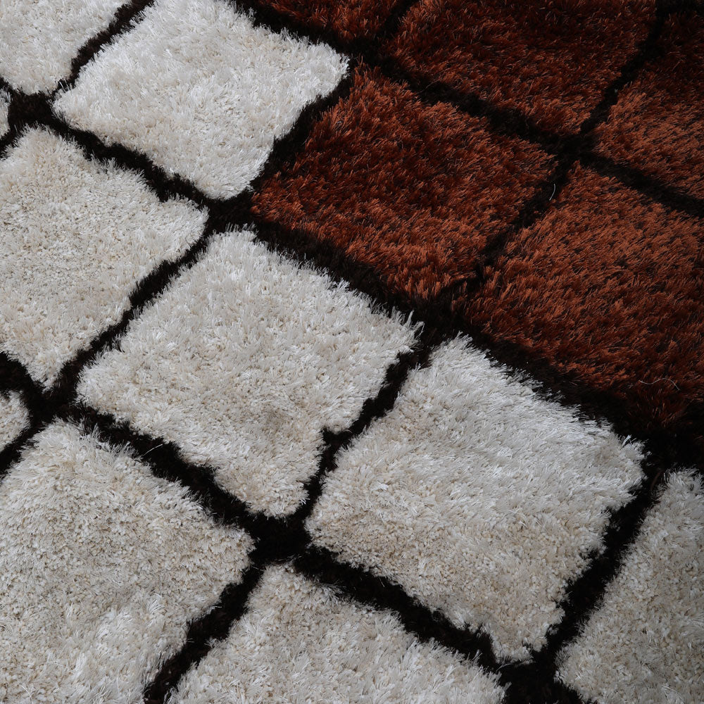 Handmade Rhomboid Tufted Rug - Soft & Durable Wool Area Rug for Living Room, Bedroom, or Office Decor - Boho Chic Home Accent
