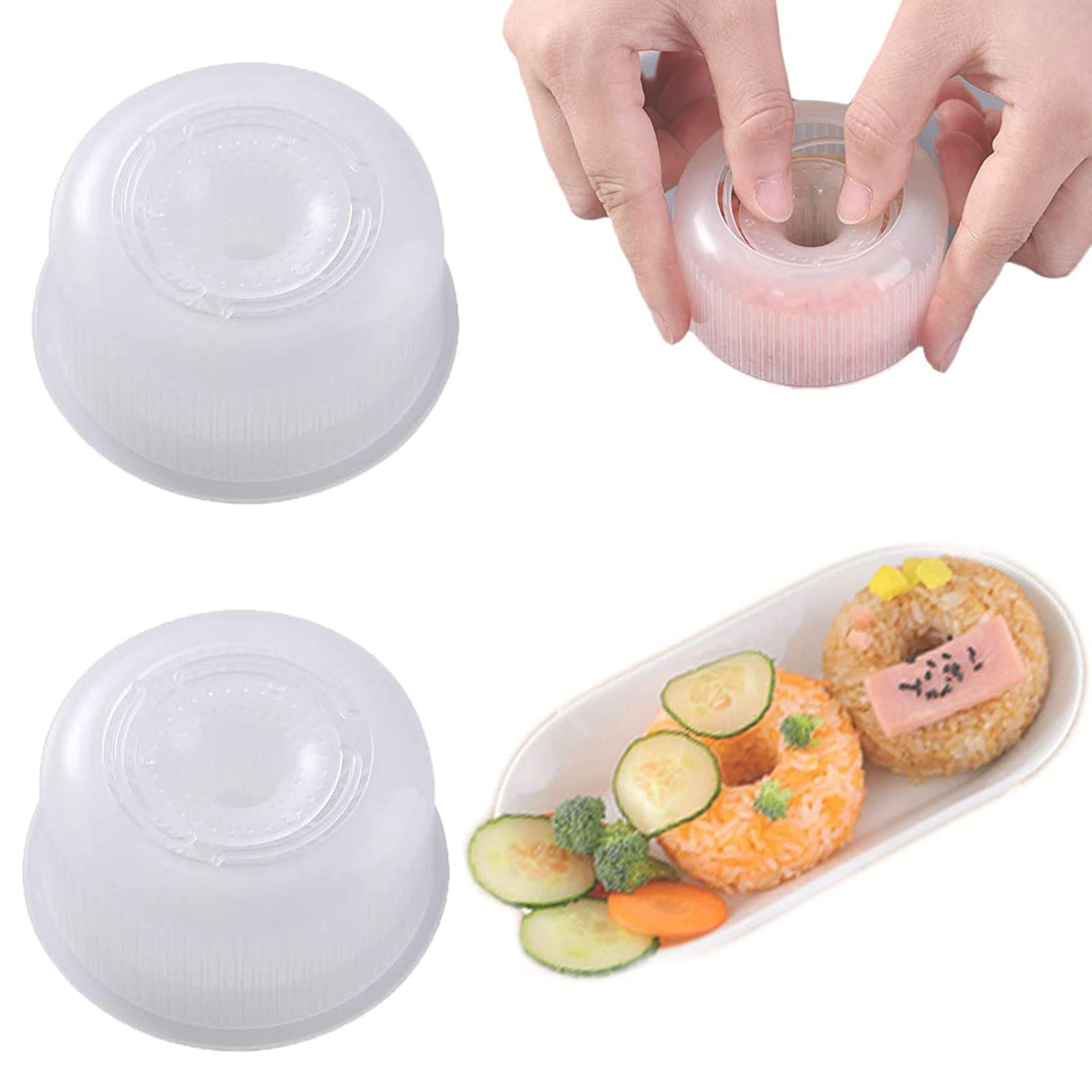 2-Piece Sushi Maker & Onigiri Mold Kit - Non-Stick Silicone Rice Ball Mold & Donut Shaped PP Rice Mold - Perfect for Homemade Sushi, Bento Boxes & Japanese Snacks