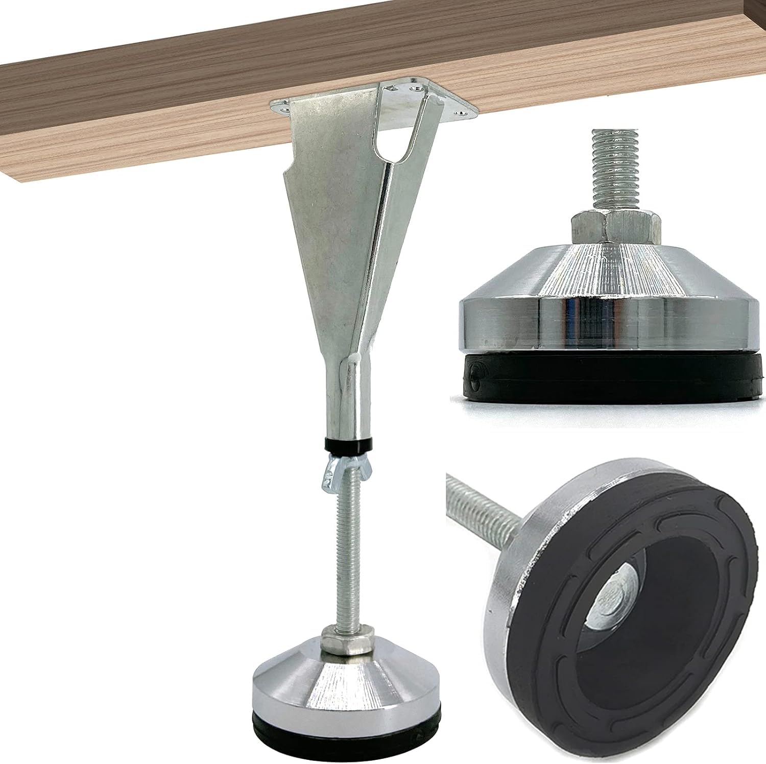 Adjustable Height Modern Silver Bed Legs - 1 Pack (2