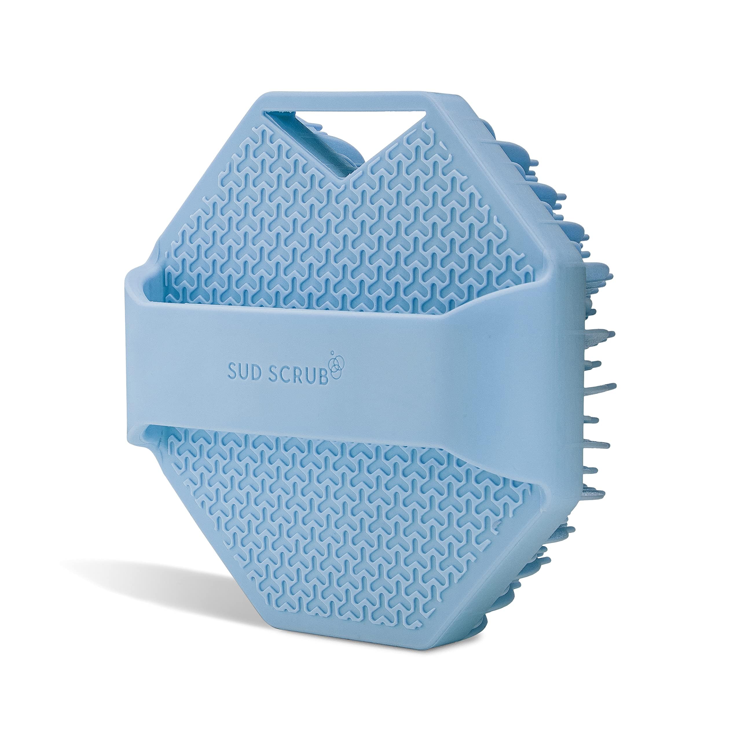 Antimicrobial Silicone Body Scrubber for Sensitive Skin - Exfoliating Shower Brush with Soft Bristles, Eco-Friendly Bath Scrubber for Gentle Cleansing (Blue) - Perfect for Daily Shower, Spa & Exfoliation Routine