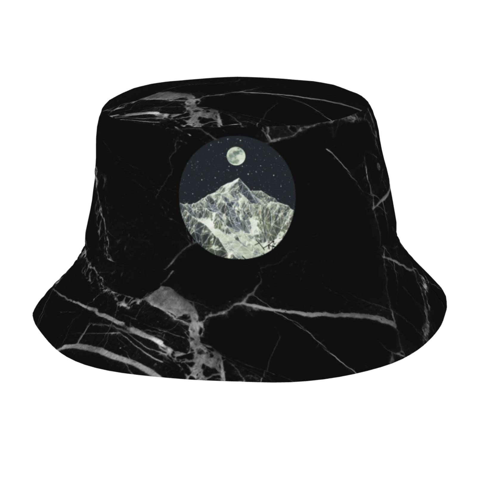 Veswiya Full Moon Bucket Hat for Women & Men - Cotton Summer Beach Sun Hat, Fishing Hat, UV Protection - Black | Perfect for Beach Outings, Fishing Trips, and Outdoor Adventures