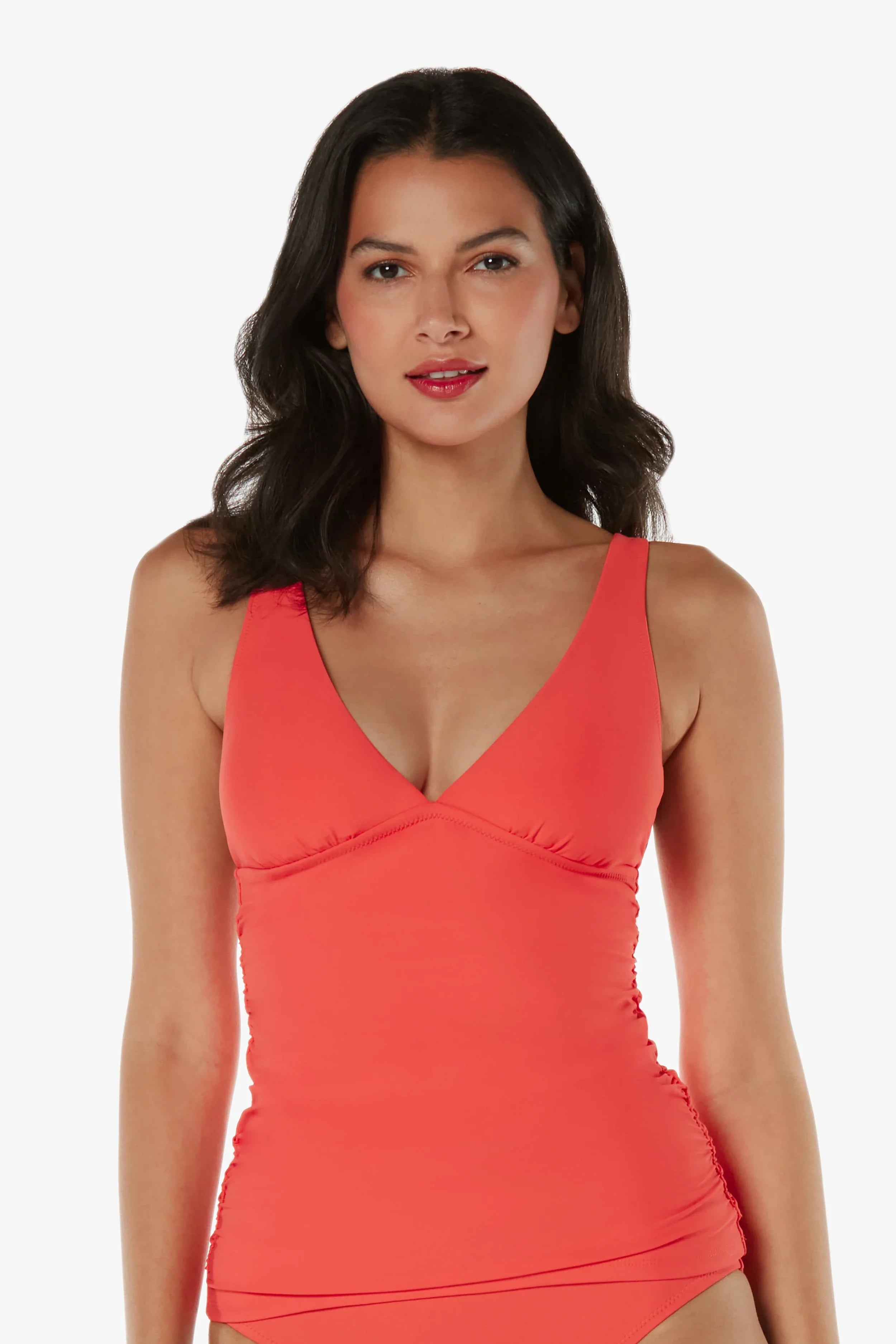 Women's Convertible Tankini Swimsuit Top - Adjustable Straps & Removable Padding | Coral Color | Perfect for Beach, Pool & Vacation