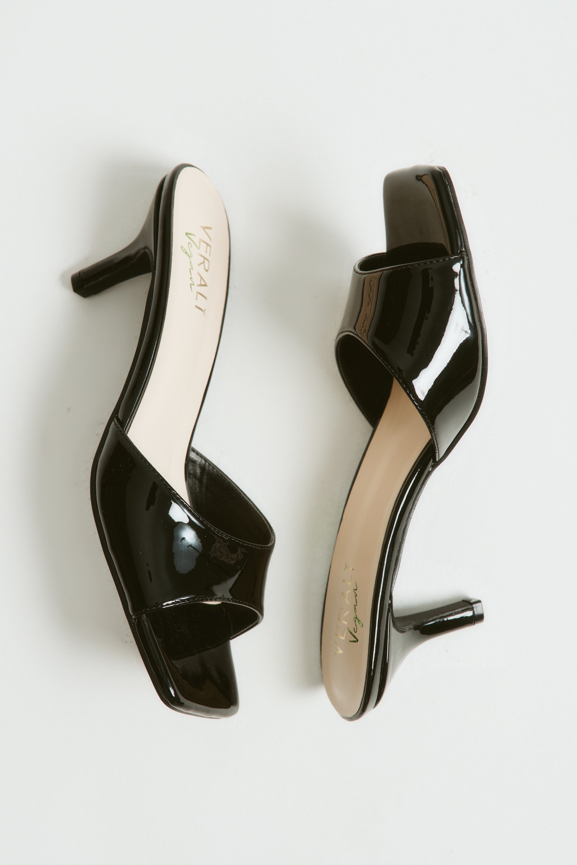 Taylor Kitten Heel Mules - Black Patent Leather Slip-On Shoes for Women | Comfortable Low Heel Dress Shoes for Office, Party & Special Occasions
