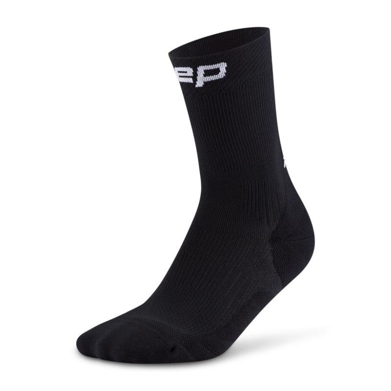 CEP Men's Running Socks - Mid Cut 5.0 Performance Compression Socks for Athletes (Black) - Ideal for Marathon, Jogging & Workout Recovery