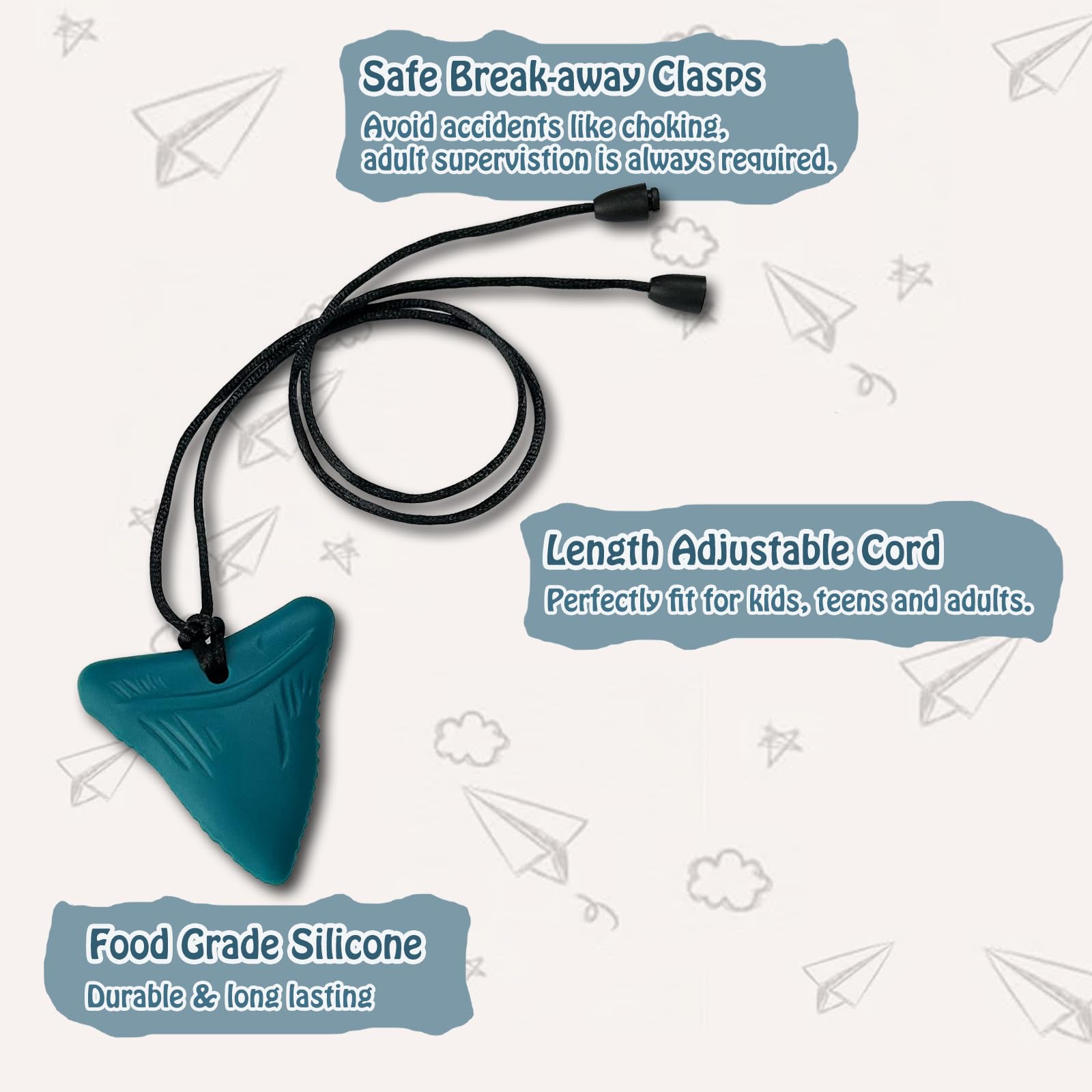 Sensory Chew Necklaces for Kids - 6 Pack Silicone Chewy Necklace Toys for Autism, ADHD, SPD - Boys & Girls Teething Jewelry to Reduce Chewing & Fidgeting - Perfect for School, Travel, and Calming Sensory Needs
