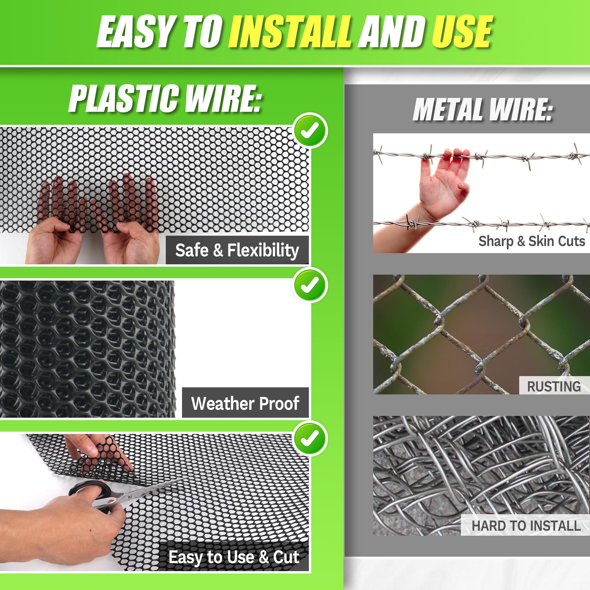 Black Plastic Wire Mesh Fence Roll - 15.7