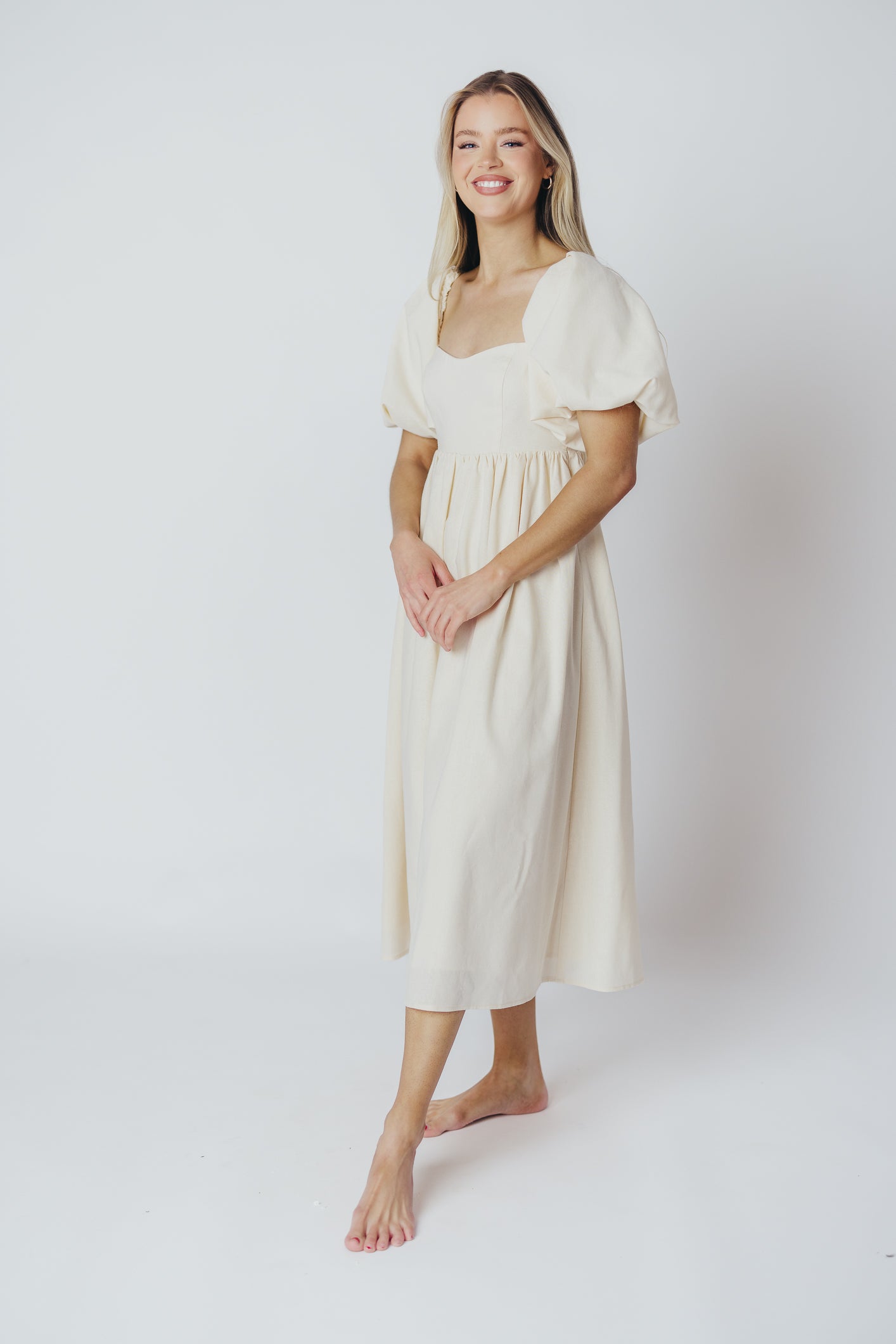 Hamilton Ivory Midi Dress - Bump Friendly Maternity Dress for Pregnancy & Nursing | Perfect for Weddings, Parties & Special Occasions