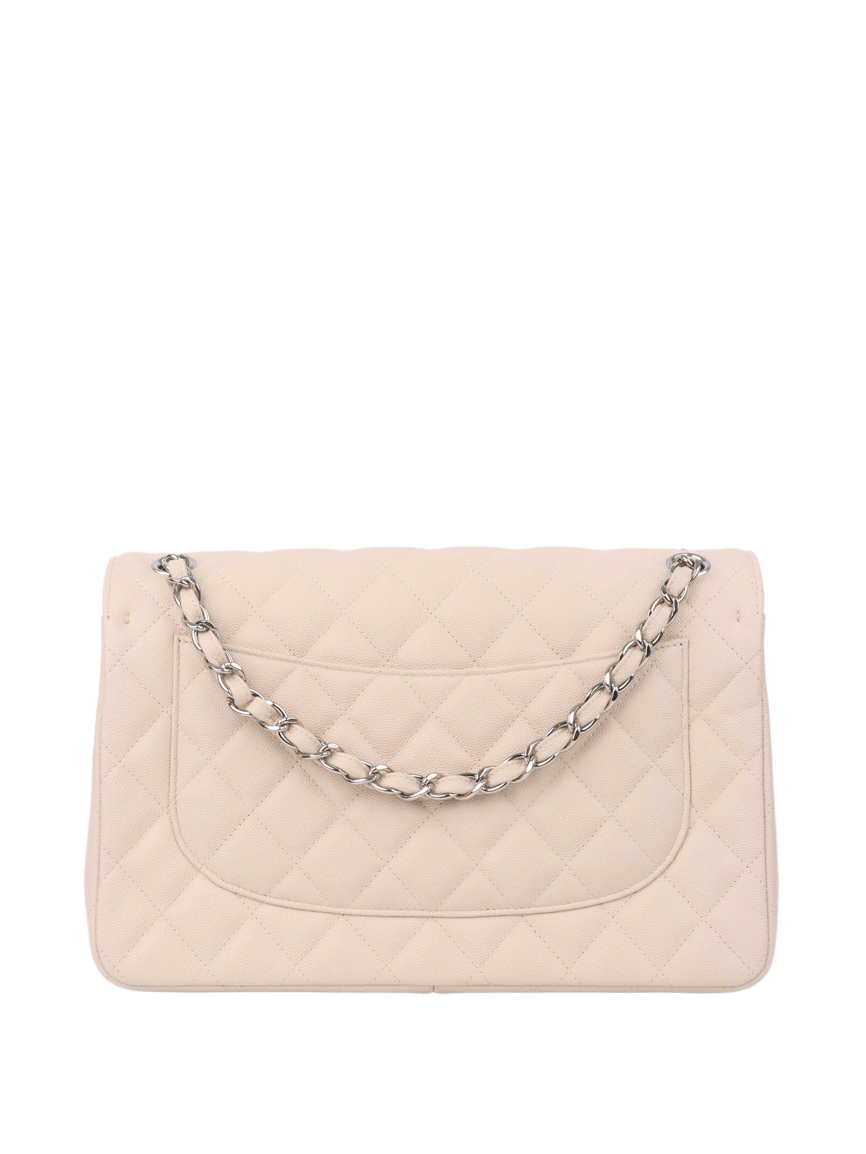 Chanel Jumbo Ivory Caviar Classic Flap Bag - Luxury Designer Handbag for Women | Perfect for Parties, Weddings & Special Occasions
