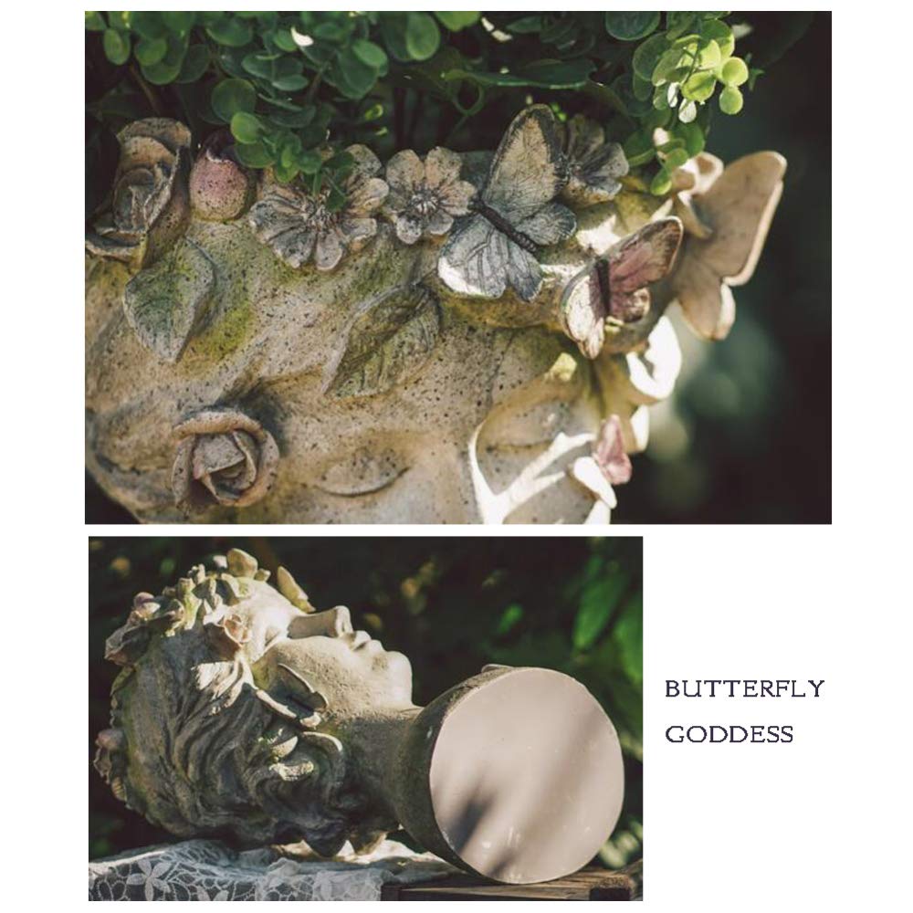 Butterfly Fairy Face Resin Flower Pot - Indoor Outdoor Garden Planter for Plants, Flowers & Succulents - Perfect for Home Decor, Patio & Garden Decorations