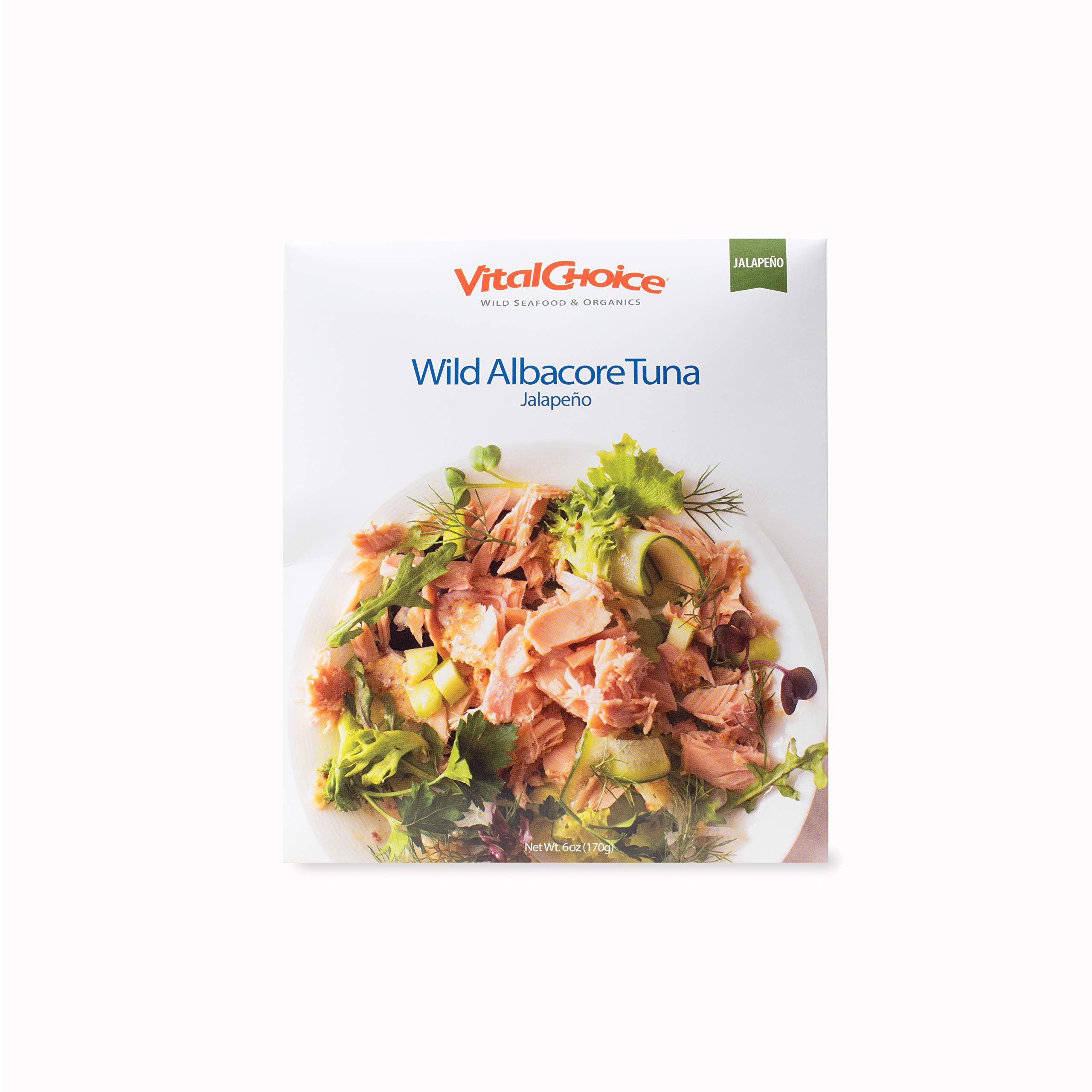 Vital Choice Wild Albacore Tuna in Jalapeño Flavor - 6 oz Pouches (Pack of 6) | High Protein, Mercury Tested | Perfect for Keto, Paleo & On-the-Go Meals