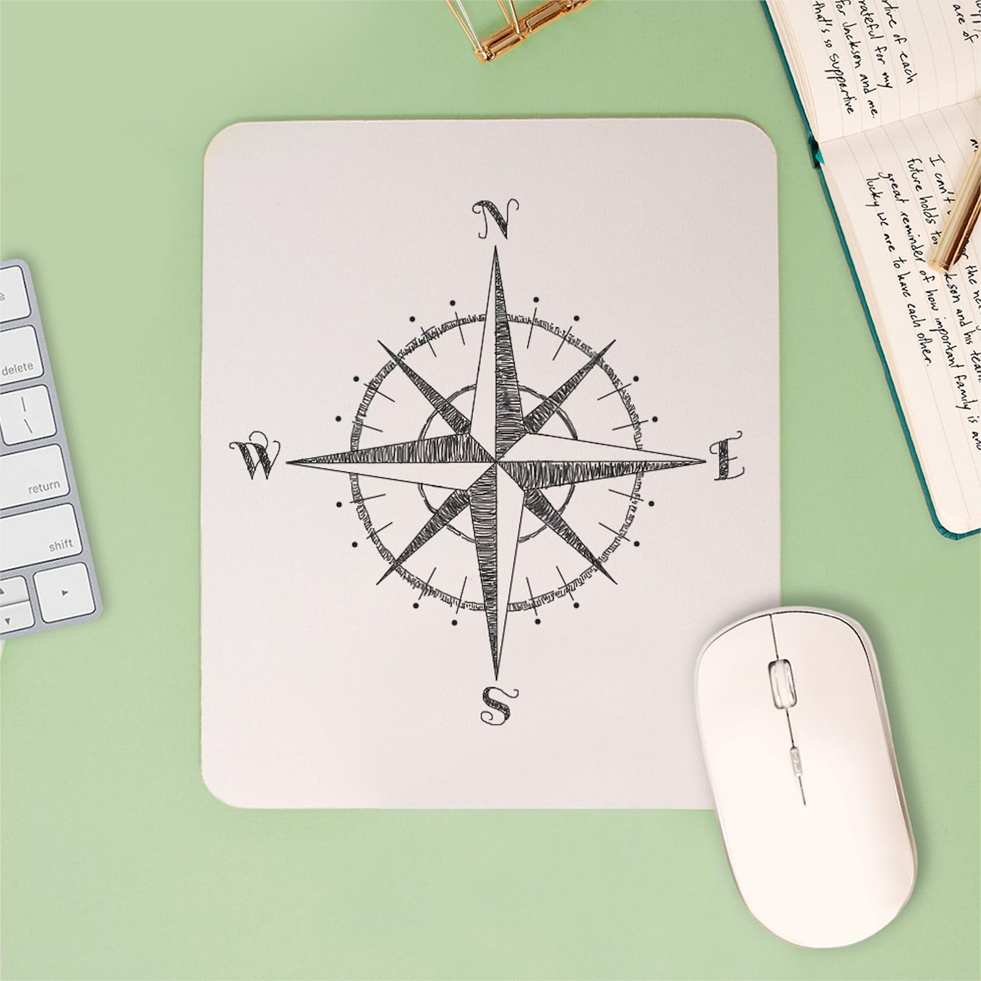 Compass Rose Non-Slip Rubber Gaming Mouse Pad - Perfect for Office, Home & Gaming Setup - Durable Desk Accessory for PC & Laptop