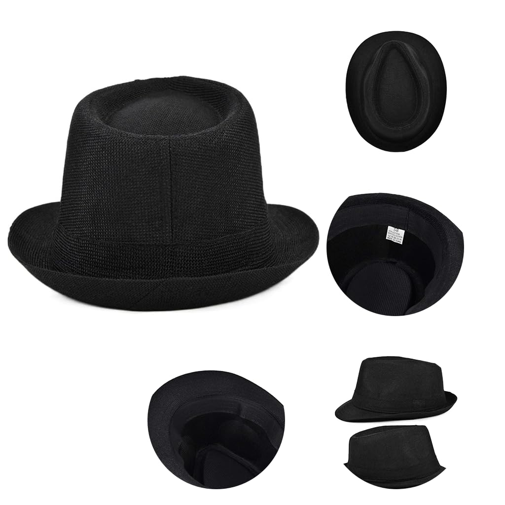 Stylish Summer Linen Fedora Hat with Short Brim - Lightweight Cuban Sun Hat for Men & Women - Perfect for Beach, Travel, and Outdoor Activities