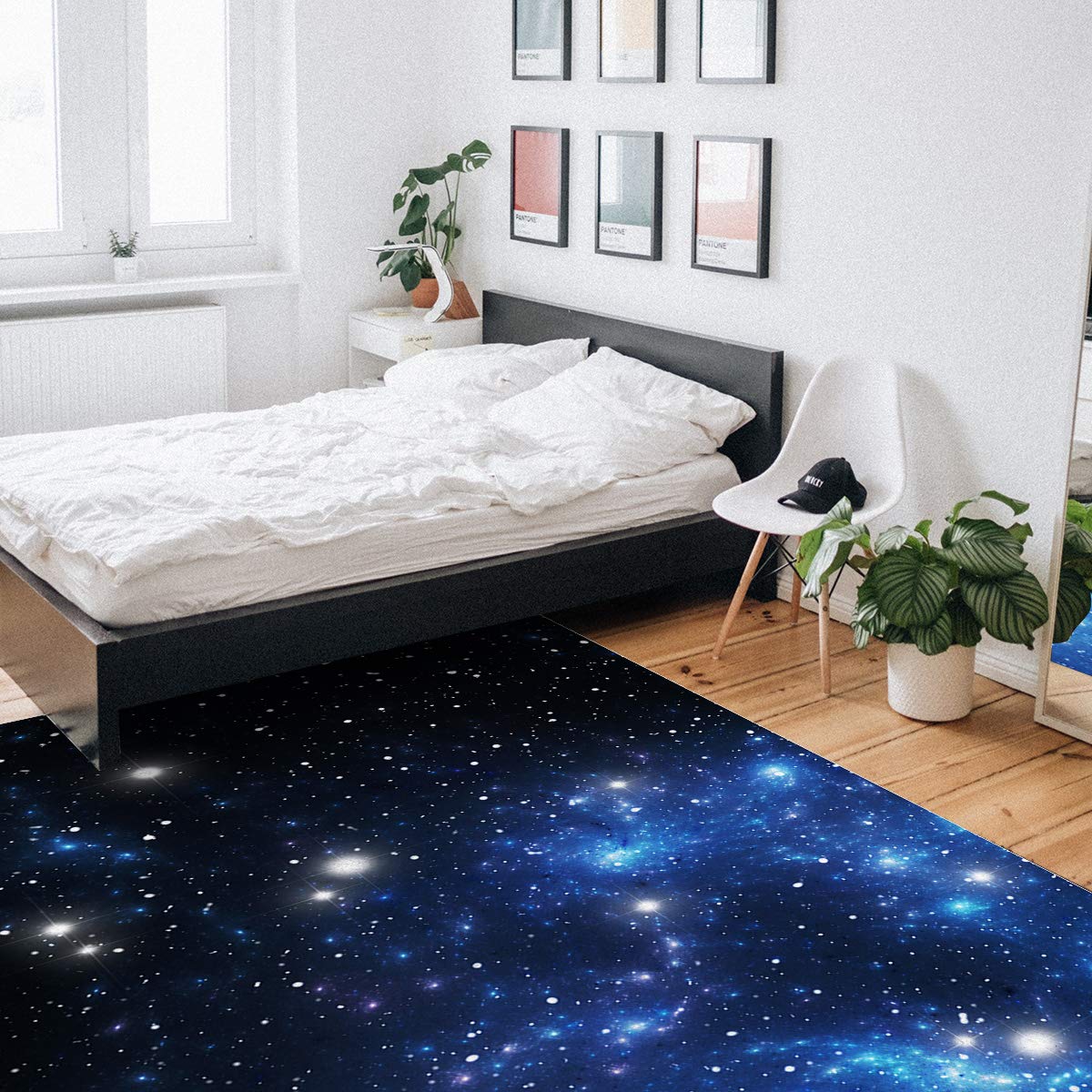 4' x 6' Constellation Area Rug - Outer Space Star Nebula Astronomy Theme Kids Nursery Carpet | Non-Slip Modern Floor Mat for Bedroom, Kitchen & Playroom Decor