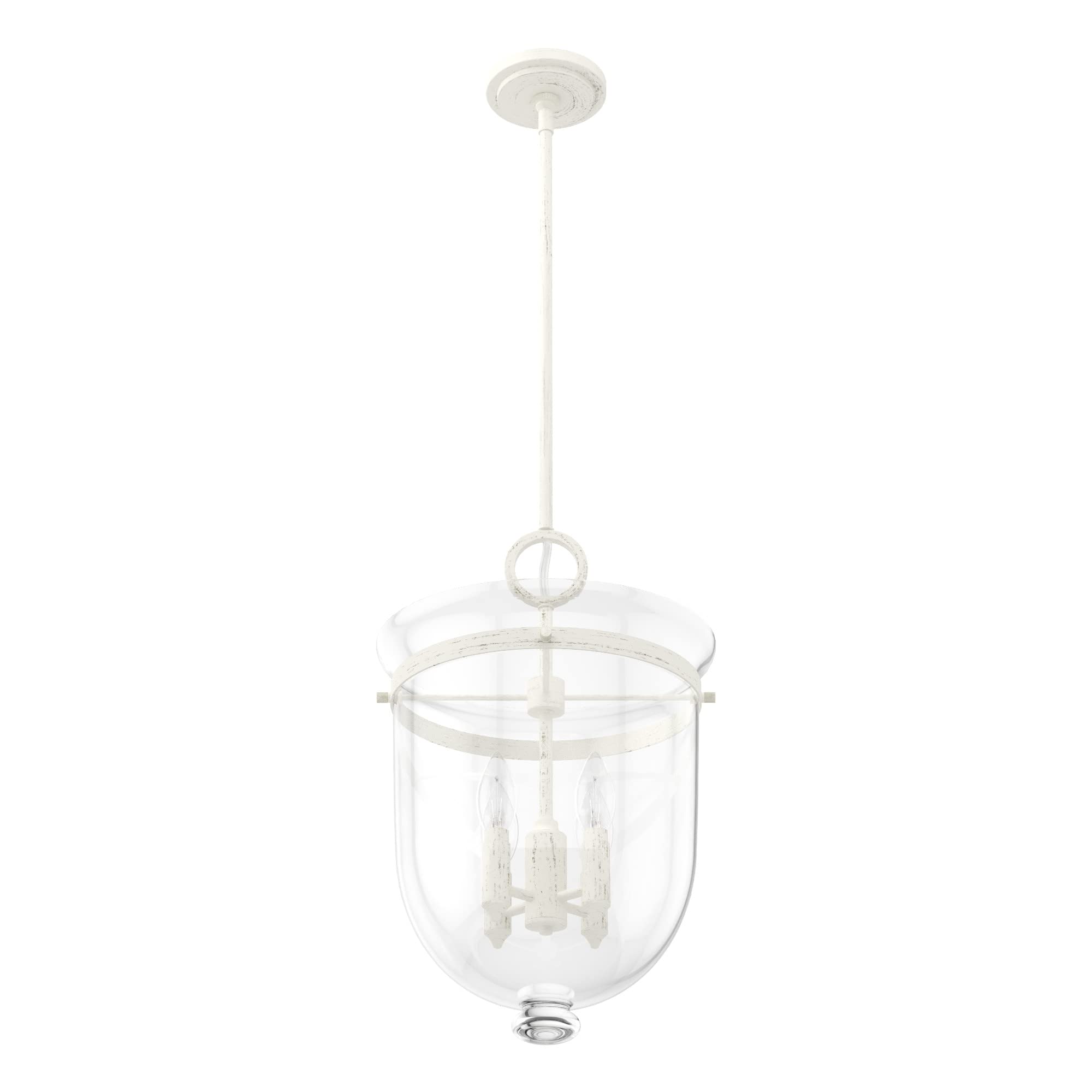 Hunter Fan Company 19314 Belltown Rustic White Pendant Light - Farmhouse Kitchen Island Lighting, Dining Room Chandelier, Bedroom Ceiling Fixture