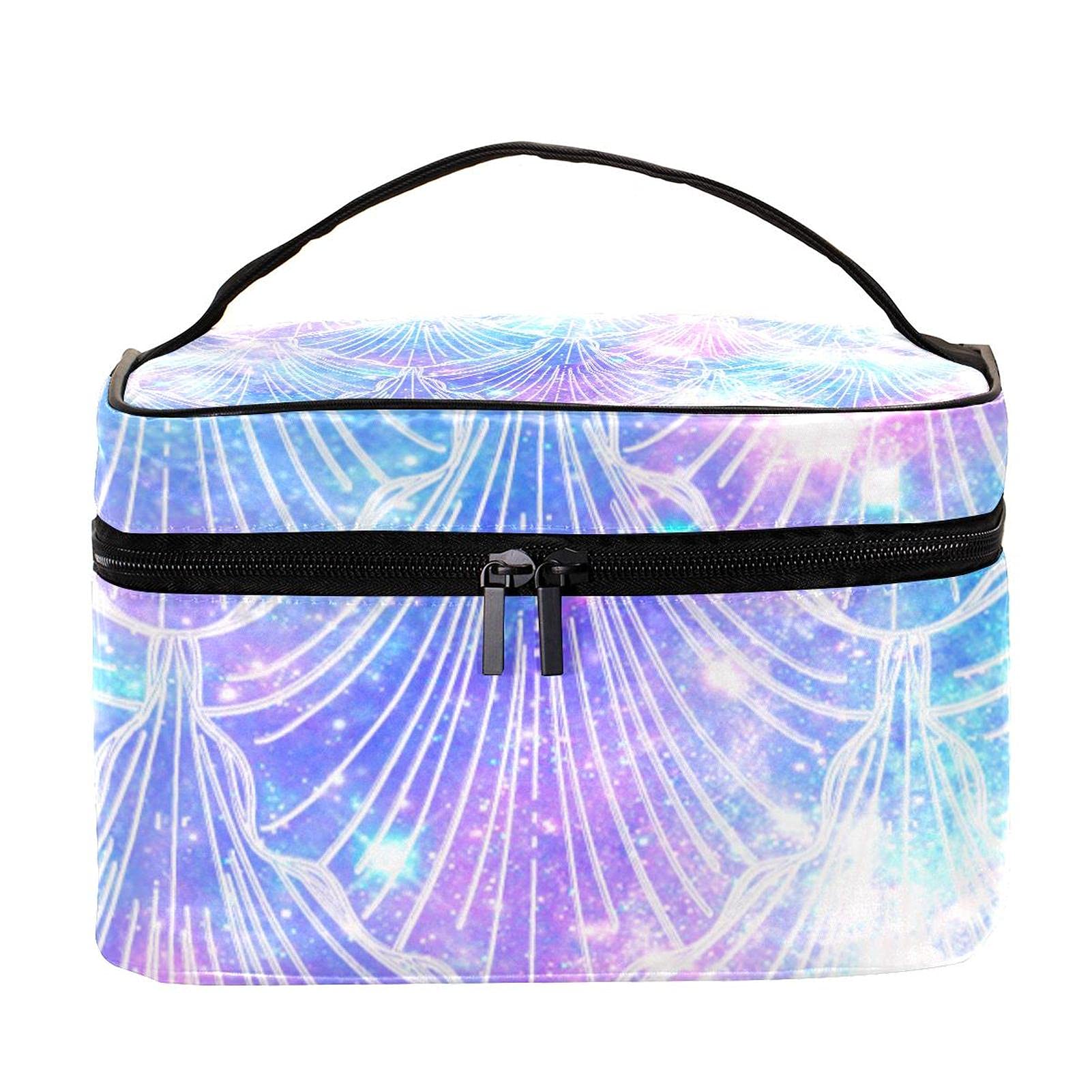 Mermaid Scale Galaxy Pattern Large Cosmetic Bag - Waterproof Travel Makeup Organizer with Zipper, Toiletry Pouch for Women & Girls | Perfect for Vacation, Gym, Beach & Daily Essentials Storage